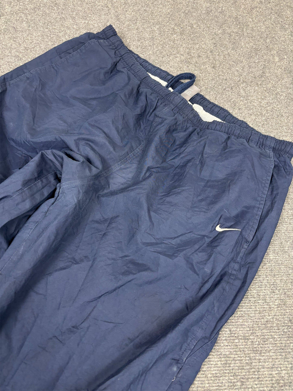 Vintage Y2K Nike Track Pants Men's XXL Navy White Ankle Swoosh Cargo Pocket Joggers Wide Leg