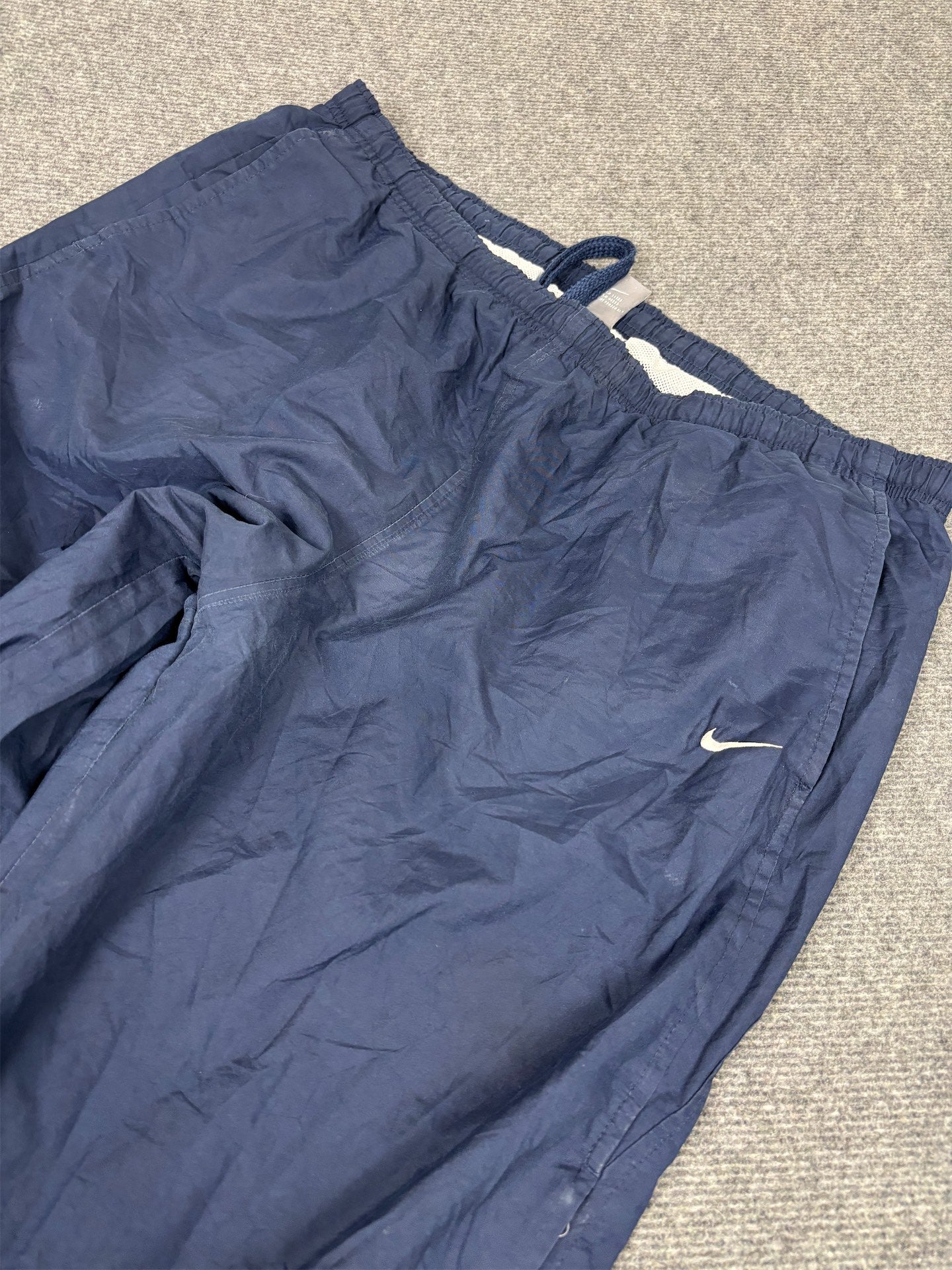 Vintage Y2K Nike Track Pants Men's XXL Navy White Ankle Swoosh Cargo Pocket Joggers Wide Leg