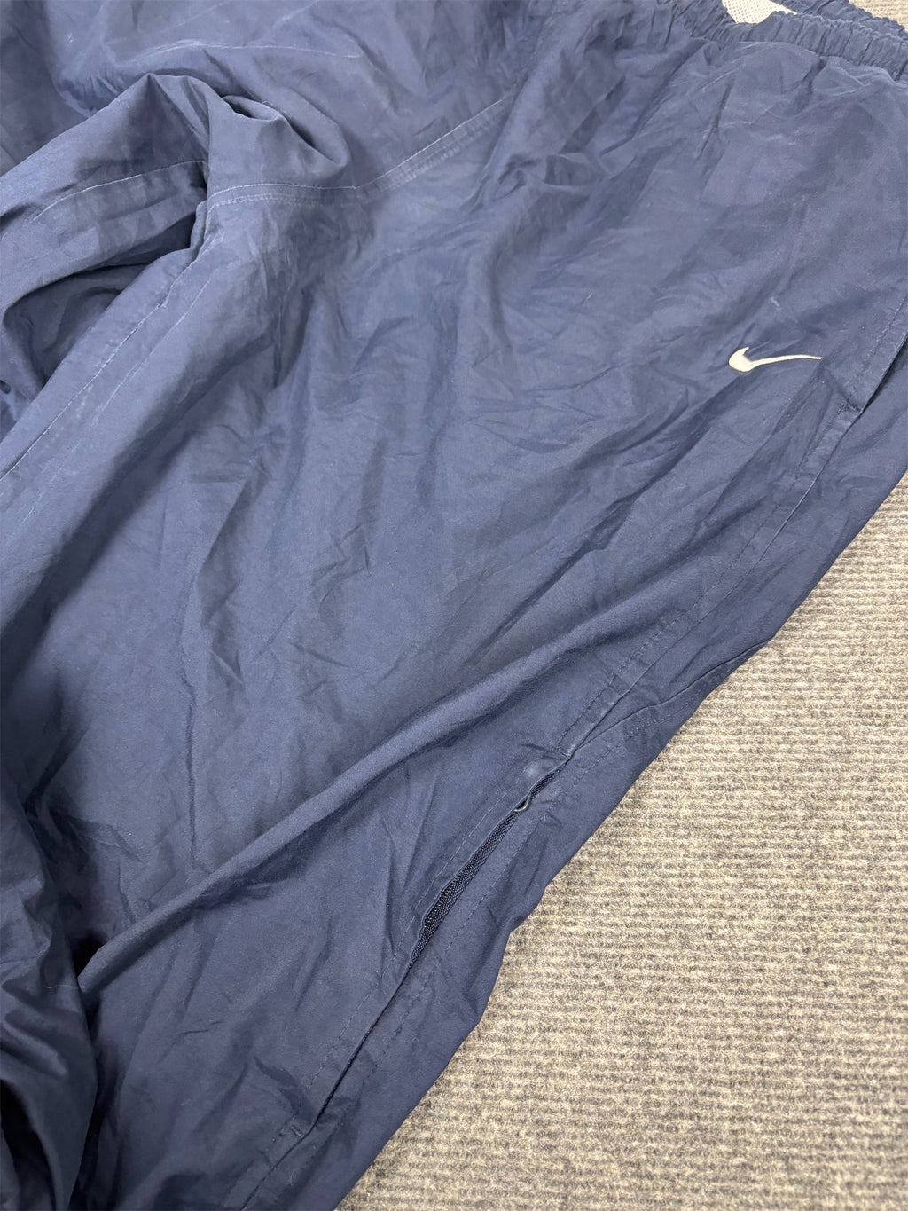 Vintage Y2K Nike Track Pants Men's XXL Navy White Ankle Swoosh Cargo Pocket Joggers Wide Leg
