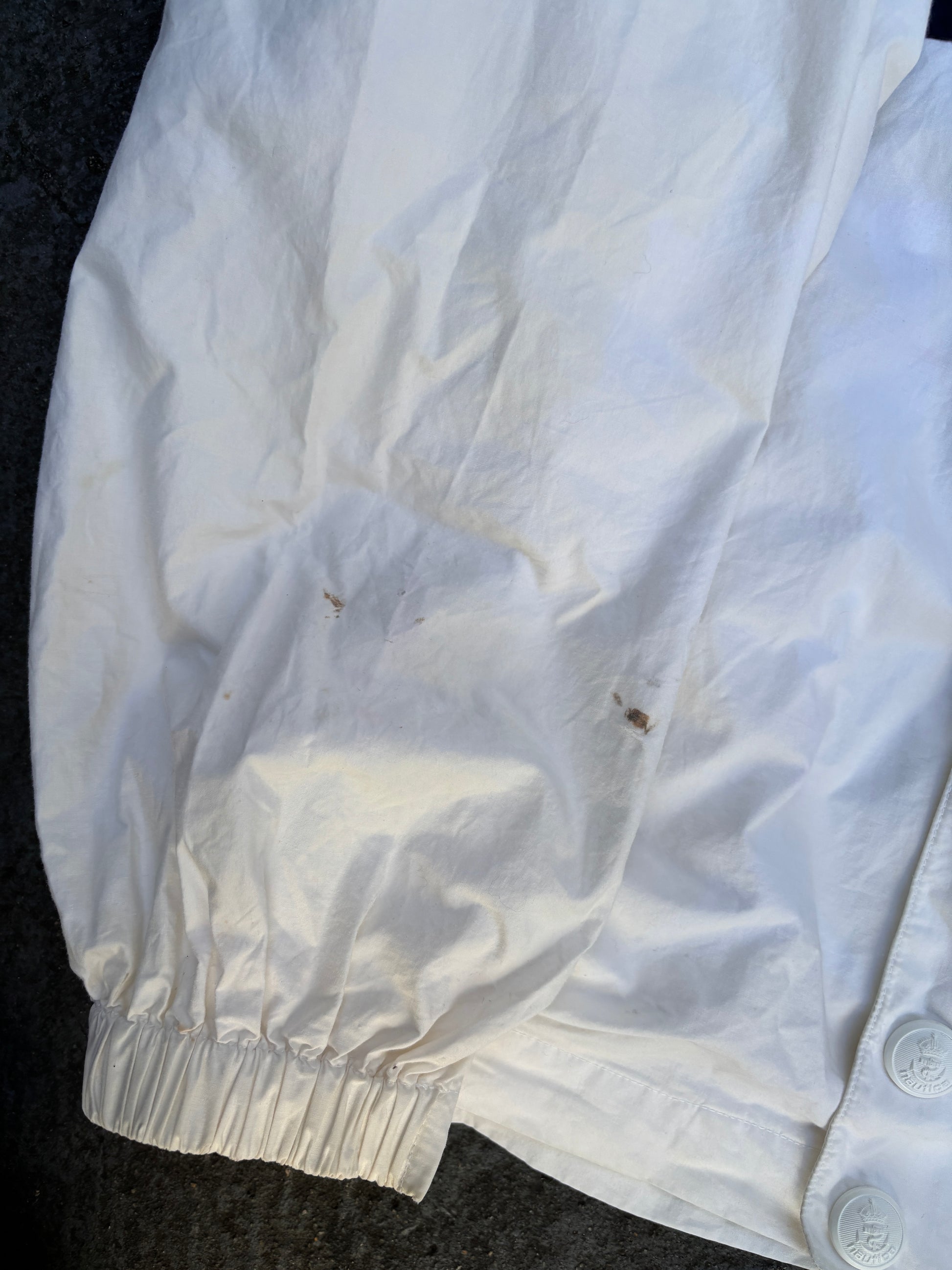 Vintage Y2K Nautica Sailing Jacket Size L Cream Red Spell Out Boxy Full Zip