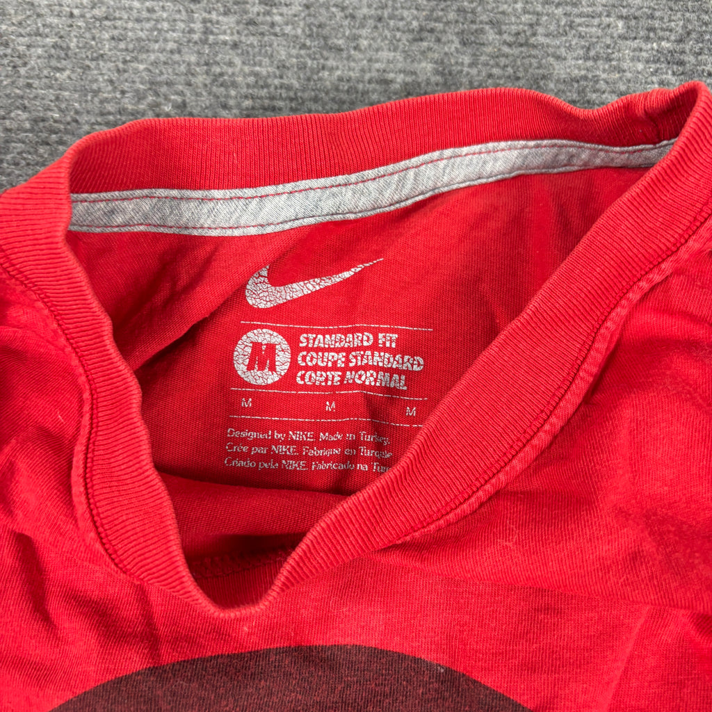 Nike Football Graphic T-shirt Men's Medium Red Crew Neck Top