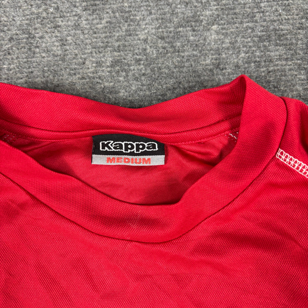 Y2K Kappa Training T-shirt Men's Medium Red White Stitching Omini Logo Sleeves Activewear