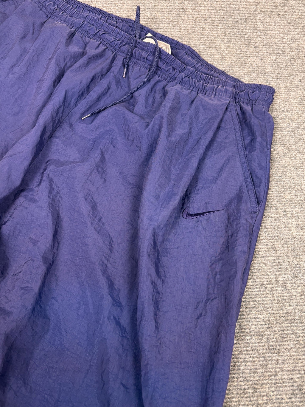 Vintage 90's Nike Track Pants Men's XL Navy Swoosh Parachute Joggers Tapered