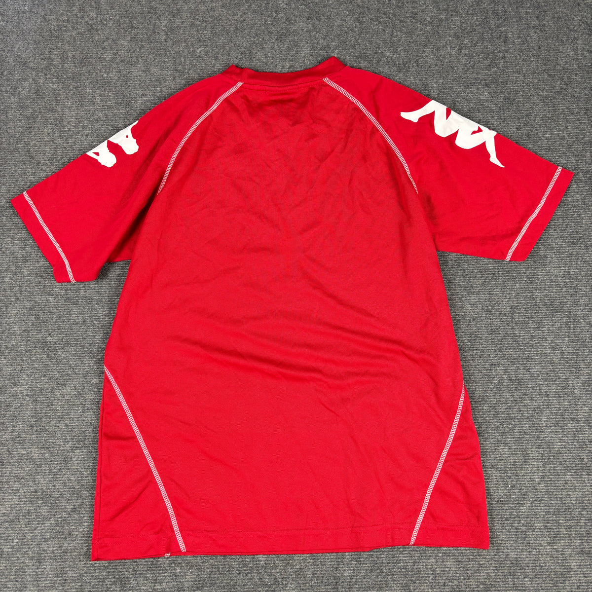 Y2K Kappa Training T-shirt Men's Medium Red White Stitching Omini Logo Sleeves Activewear