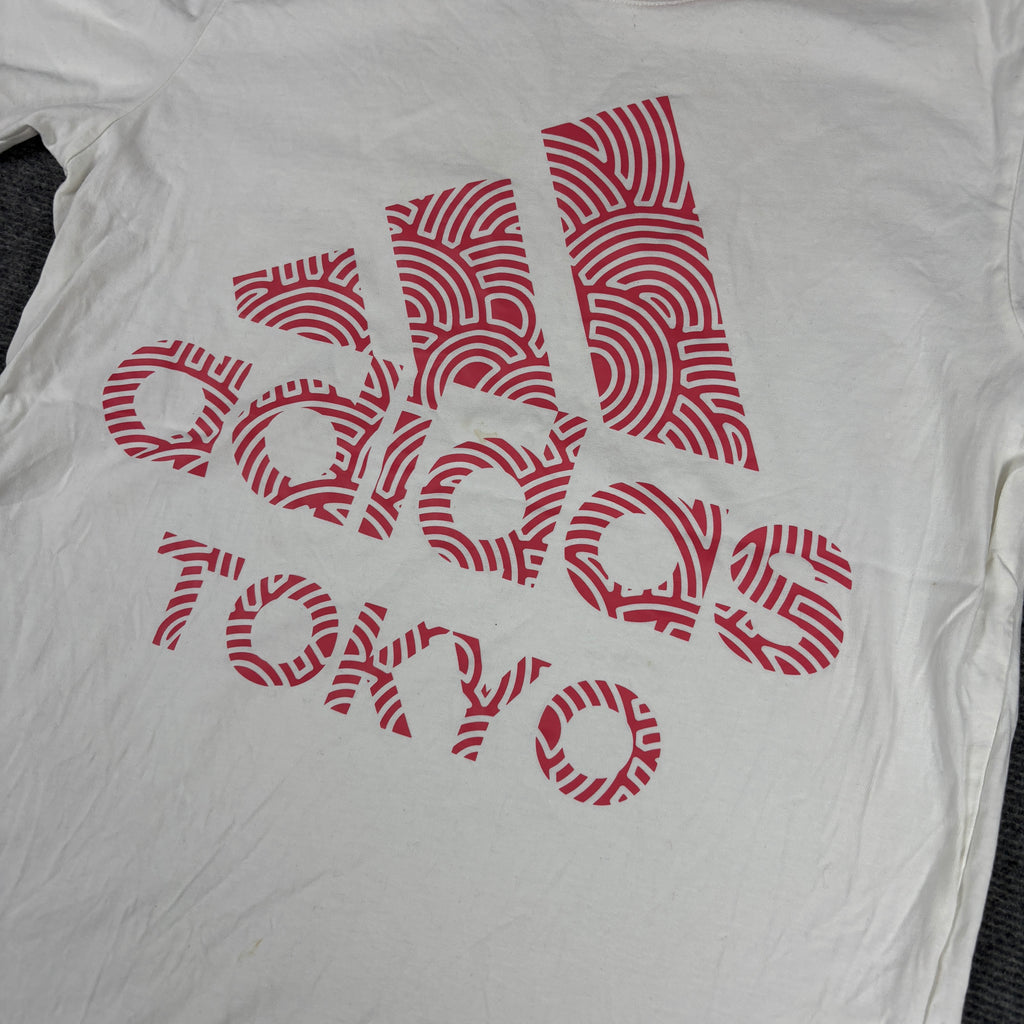 Adidas Tokyo T-shirt Women's Large White Pink  Hiroko Takahashi Artist Collab