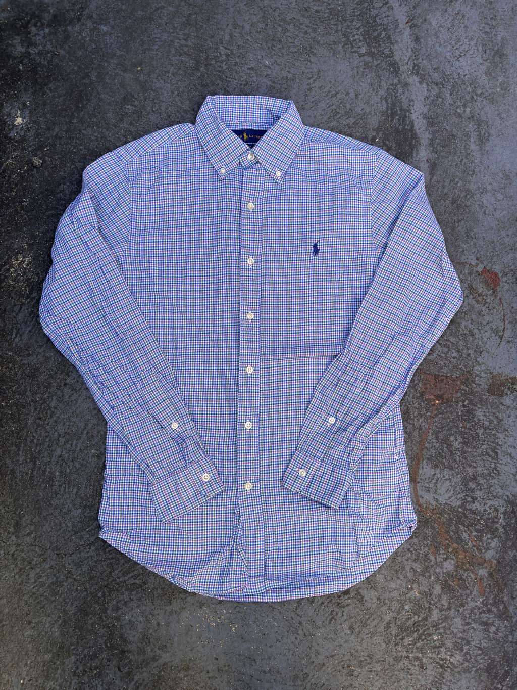 Ralph Lauren Shirt Women’s S Multi Colour Check Slim Fit Pony Logo Button Up