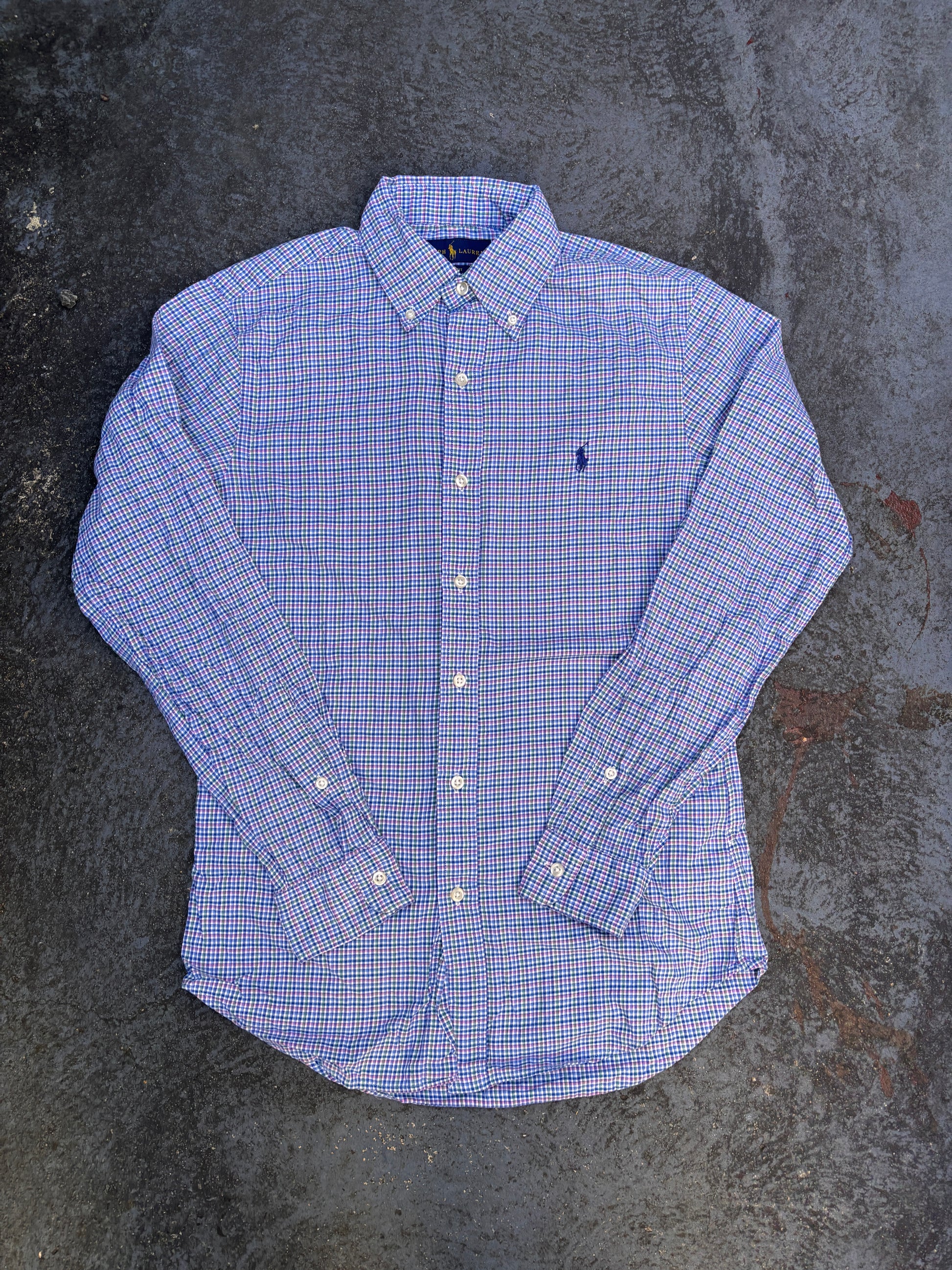 Ralph Lauren Shirt Women’s S Multi Colour Check Slim Fit Pony Logo Button Up