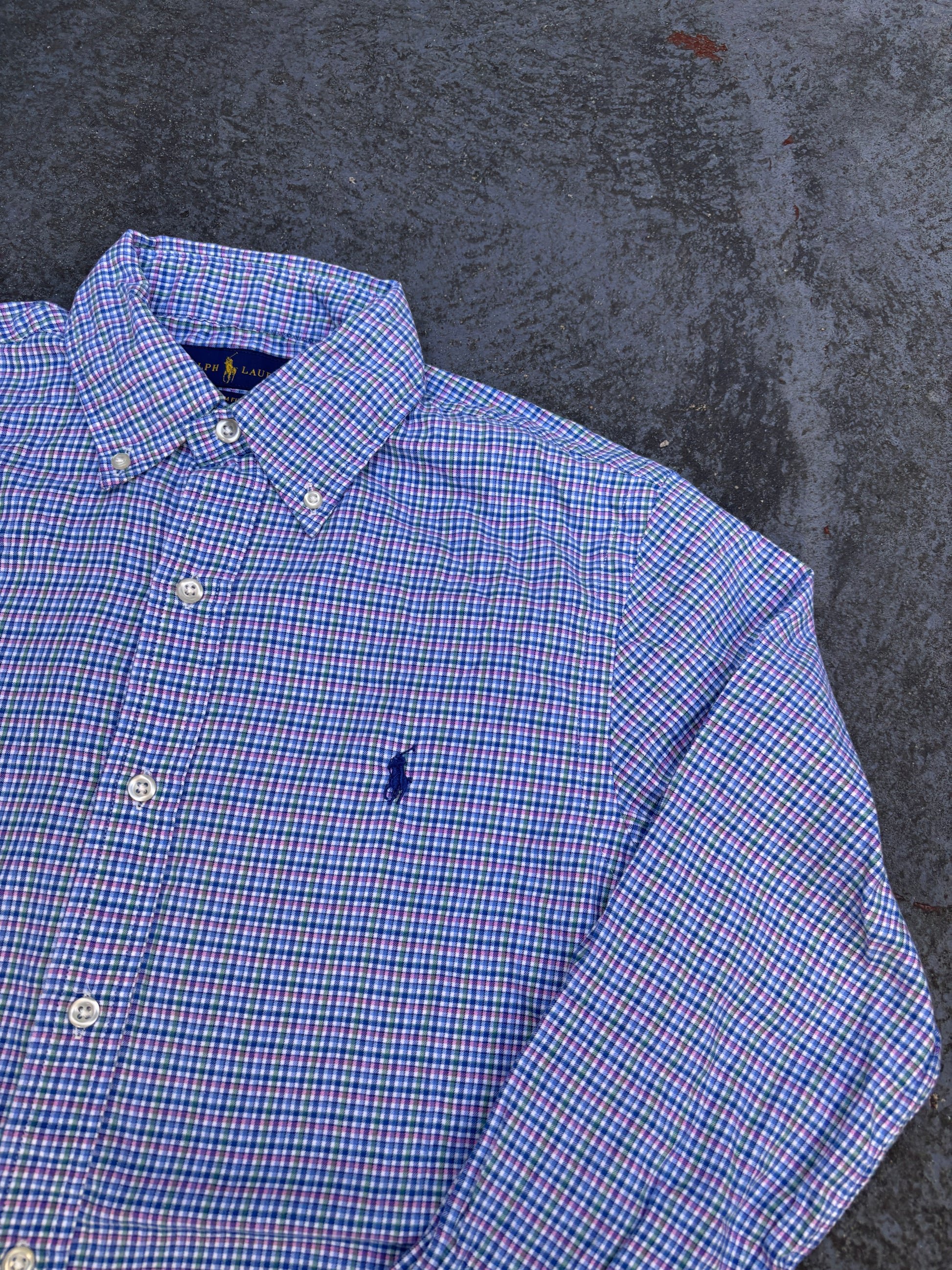 Ralph Lauren Shirt Women’s S Multi Colour Check Slim Fit Pony Logo Button Up