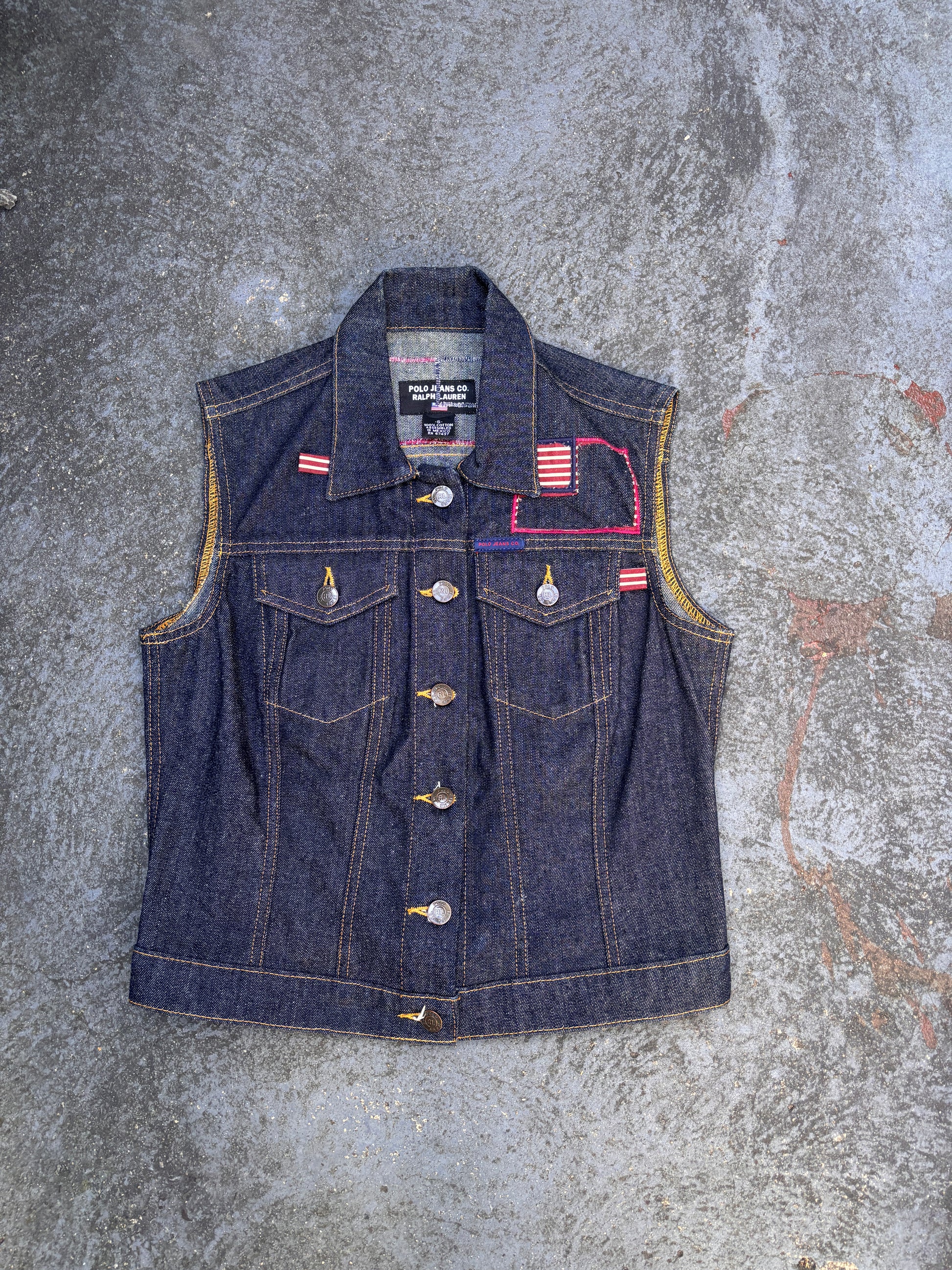 Vintage 90s Polo Jeans Co. Ralph Lauren Denim Vest Women’s S Dark Wash