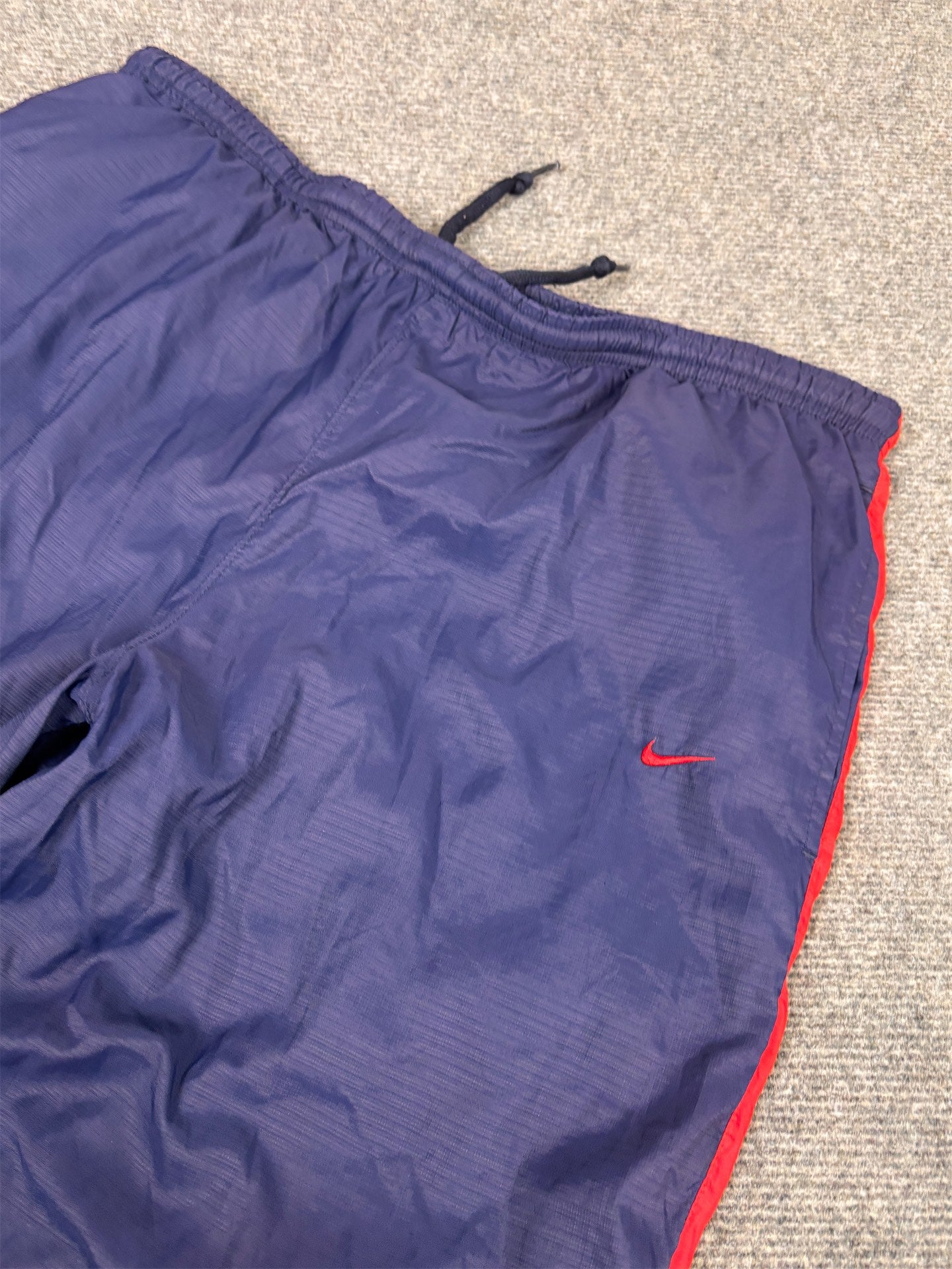 Vintage Y2K Nike Track Pants Men's M Navy Red Panel Swoosh Wide Leg