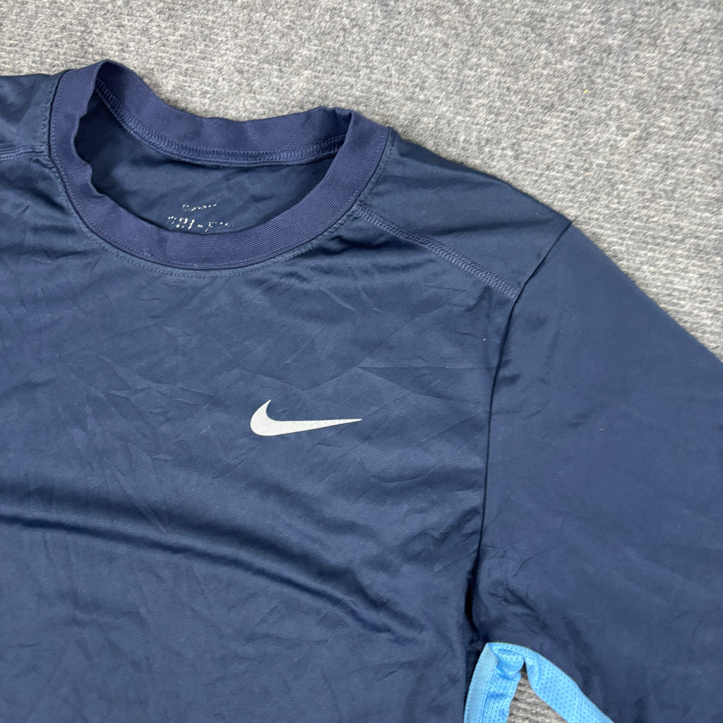 Nike Dri-Fit Activewear Jersey Women's Small Navy Blue Running Petite T-shirt