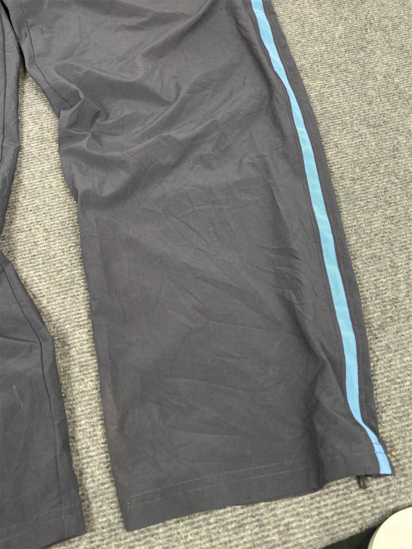 Vintage Y2K Nike Track Pants Men's L Grey Blue FIT-DRY Running Joggers Wide Leg