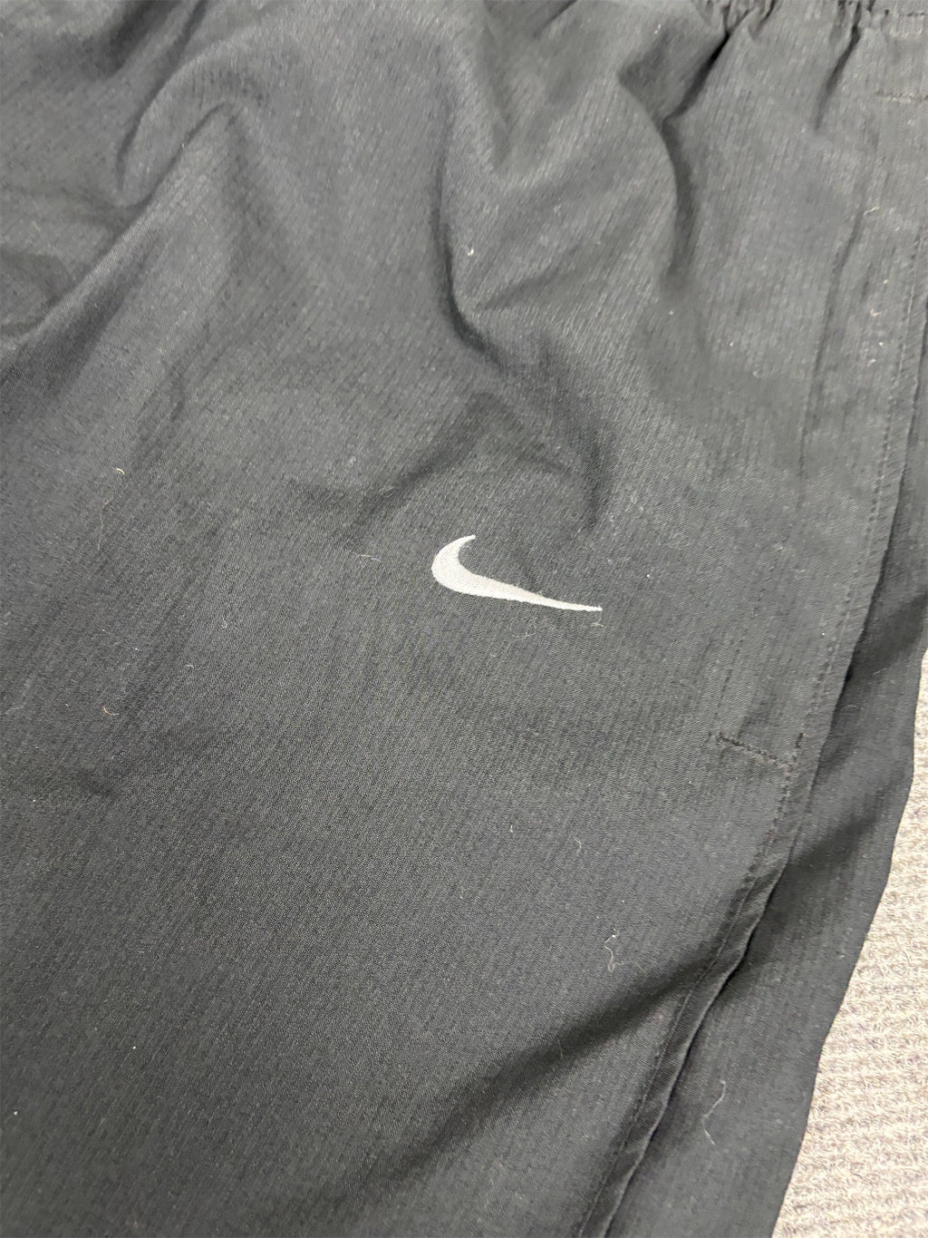 Vintage Y2K Nike Track Pants Men's XL Black Grey Swoosh Heavy Joggers Wide Leg