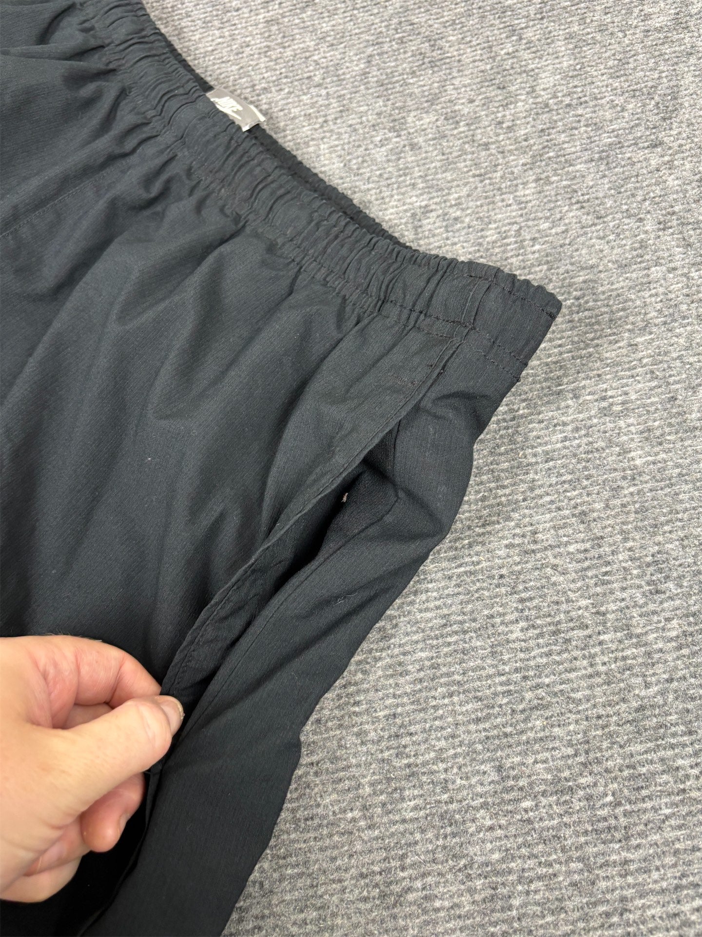 Vintage Y2K Nike Track Pants Men's XL Black Grey Swoosh Heavy Joggers Wide Leg