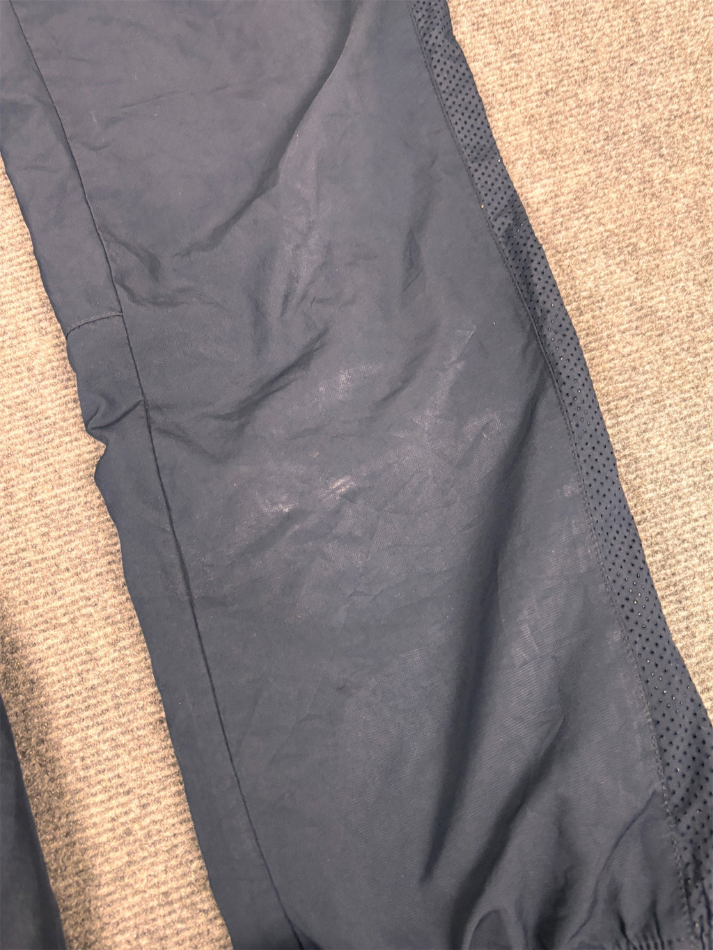 Classic Nike Track Pants Men's M Navy White Swoosh Mesh Panels Joggers Straight Leg