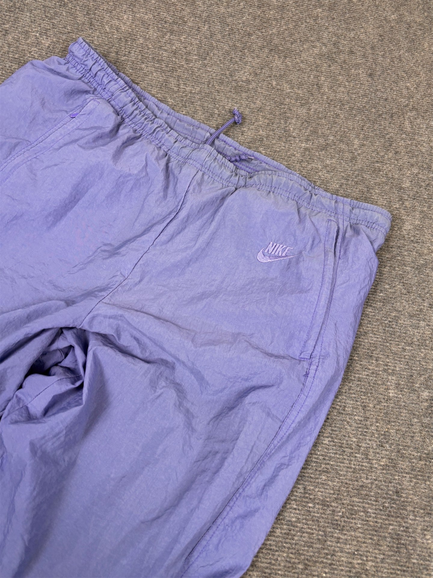 Vintage 90's Nike Track Pants Women's M Blue Purple Parachute Joggers Tapered