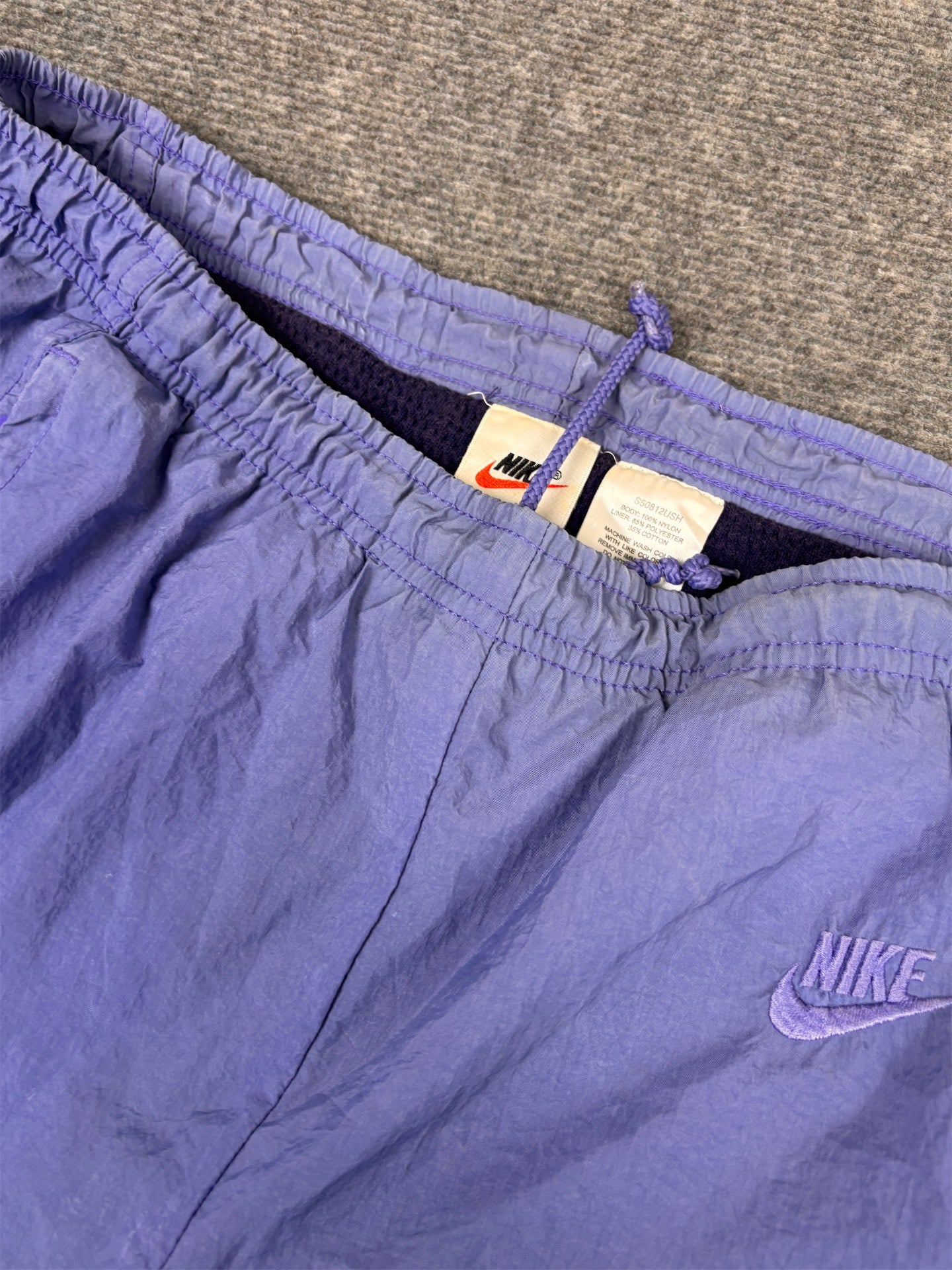 Vintage 90's Nike Track Pants Women's M Blue Purple Parachute Joggers Tapered