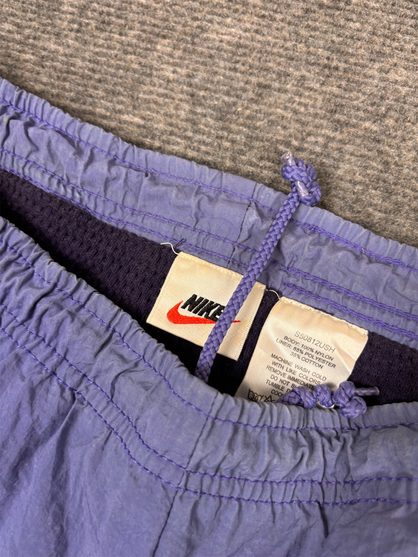Vintage 90's Nike Track Pants Women's M Blue Purple Parachute Joggers Tapered