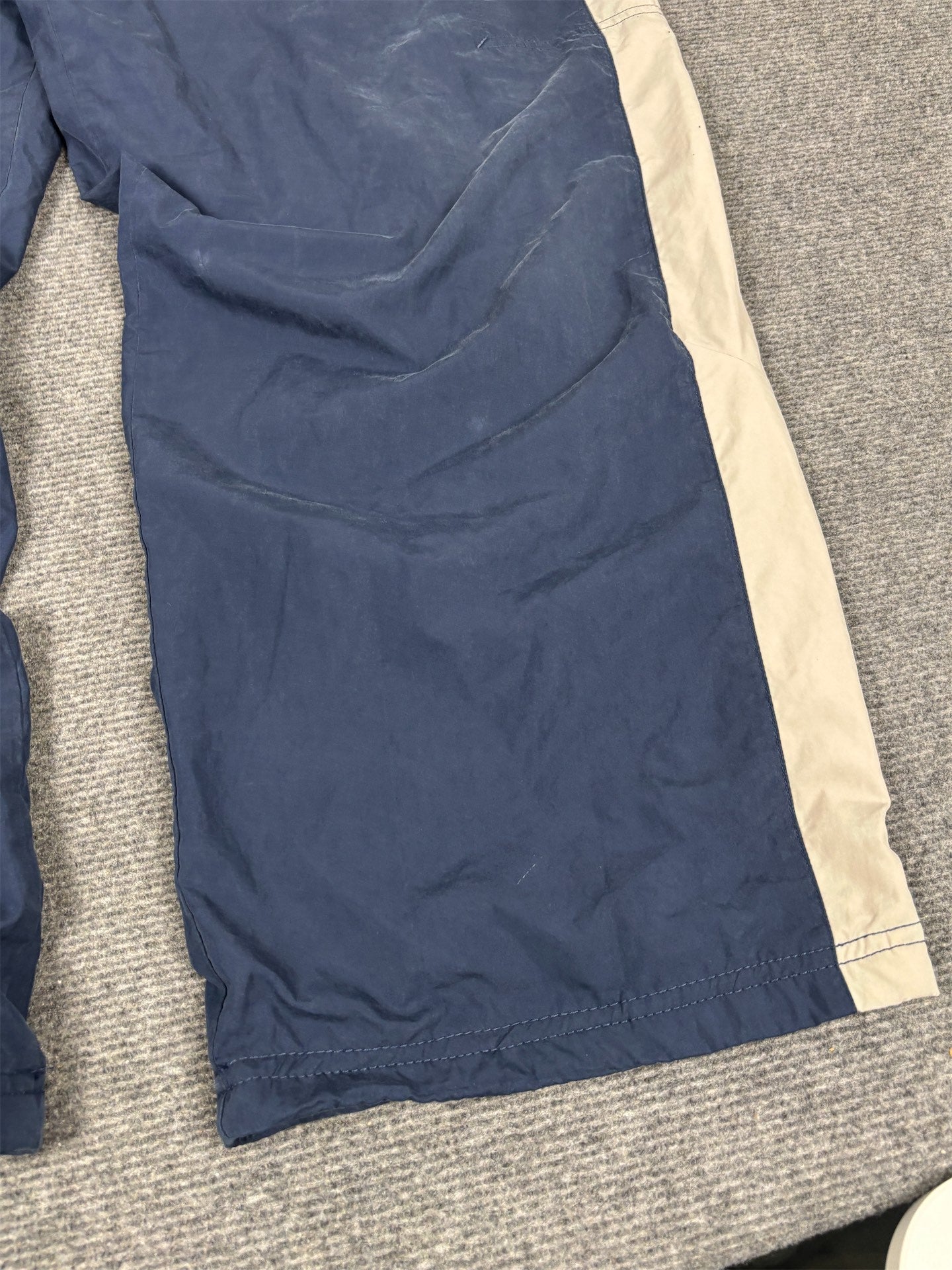 Vintage Y2K Nike Cargo Track Pants Men's L Navy Grey Panel Joggers Wide Leg