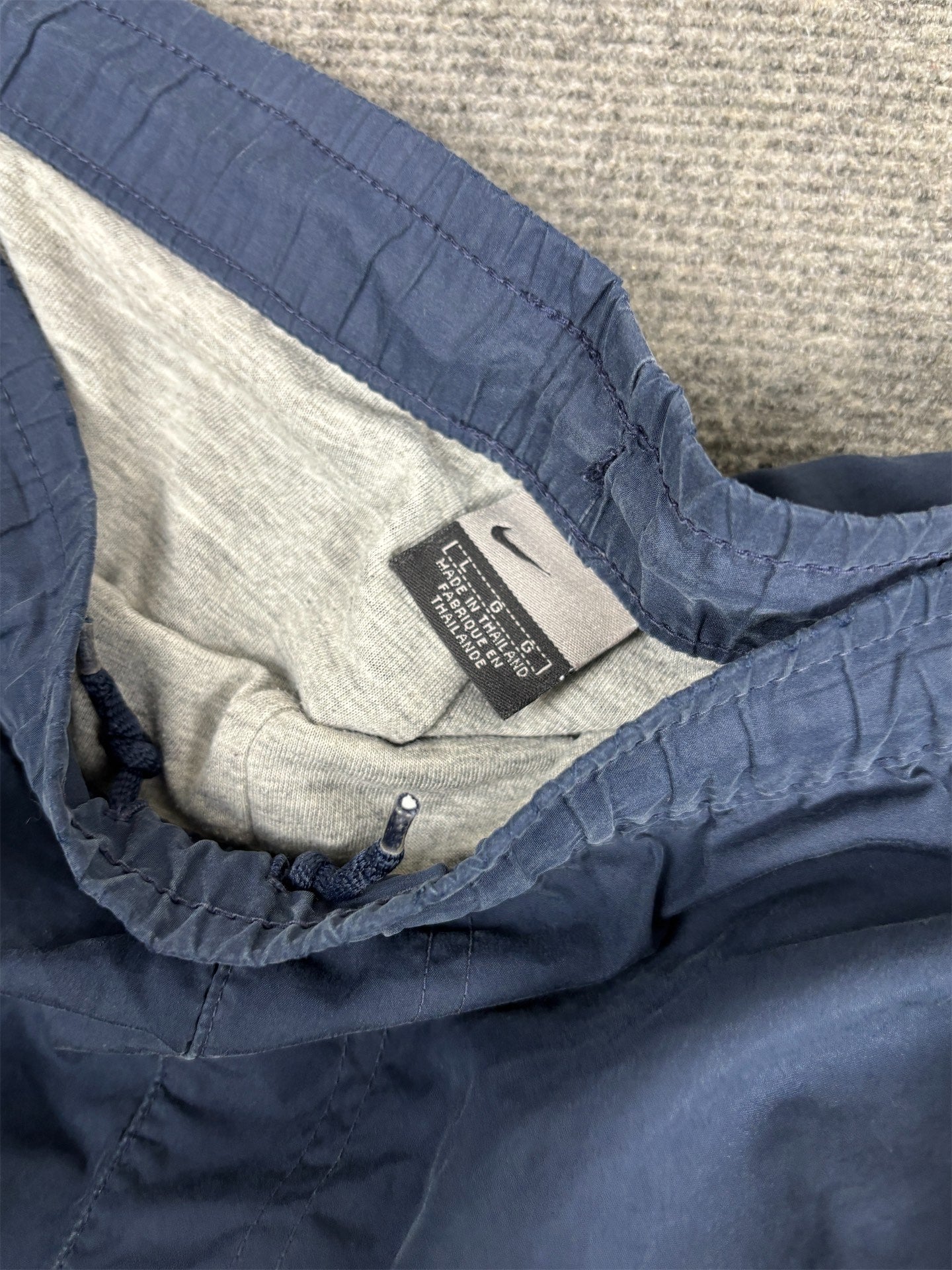 Vintage Y2K Nike Cargo Track Pants Men's L Navy Grey Panel Joggers Wide Leg