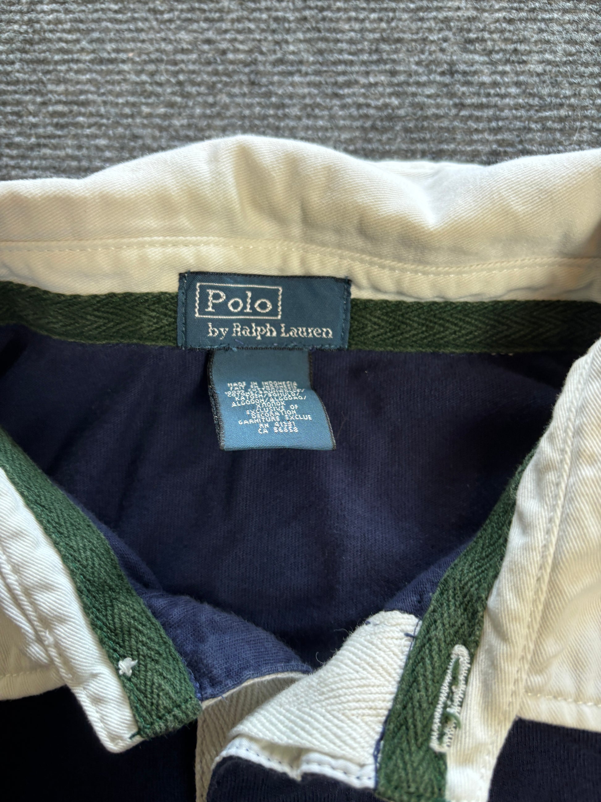 Vintage Y2K Ralph Lauren Rugby Polo Men's S Navy Yellow Big Pony Collared