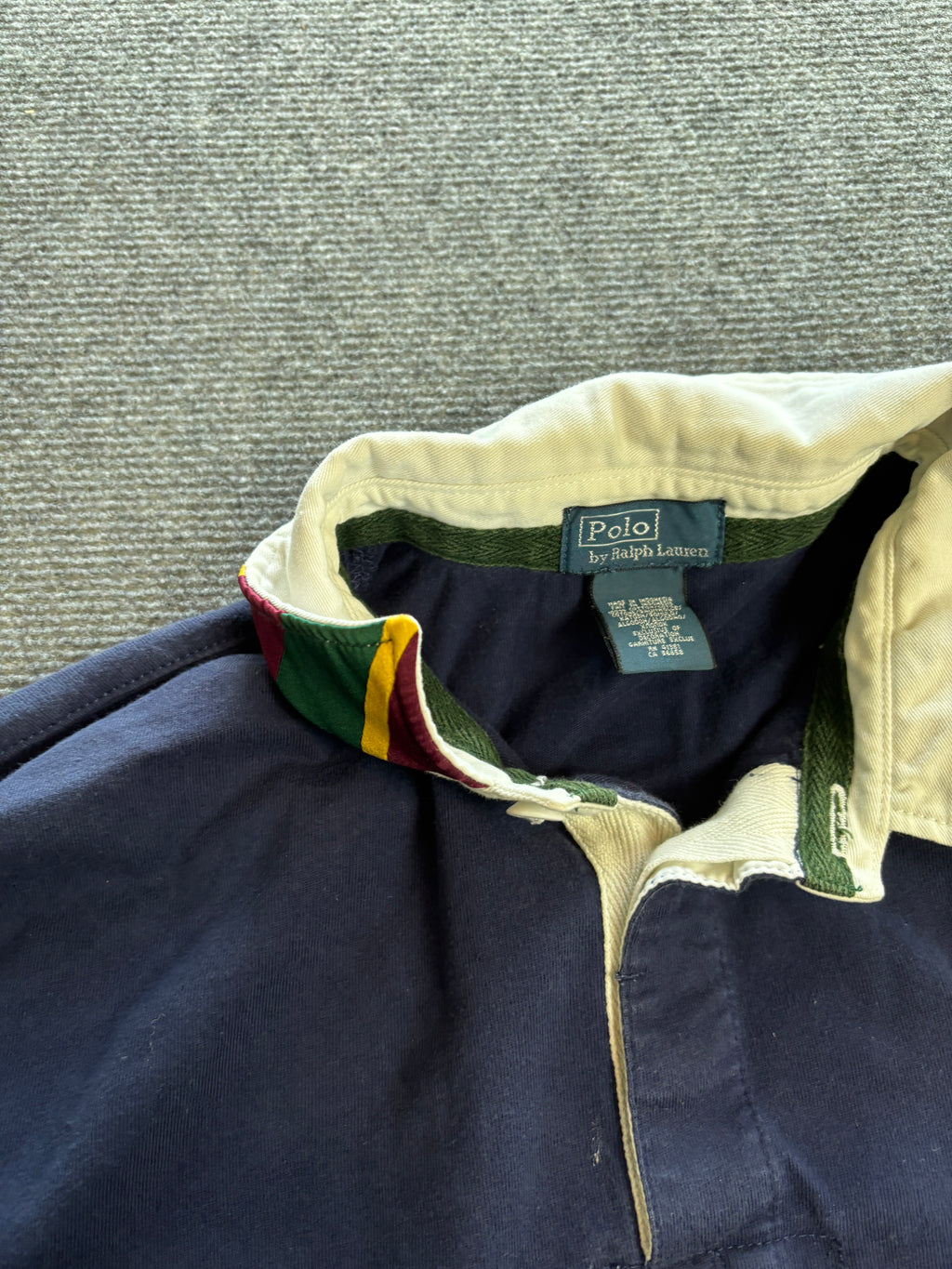 Vintage Y2K Ralph Lauren Rugby Polo Men's S Navy Yellow Big Pony Collared