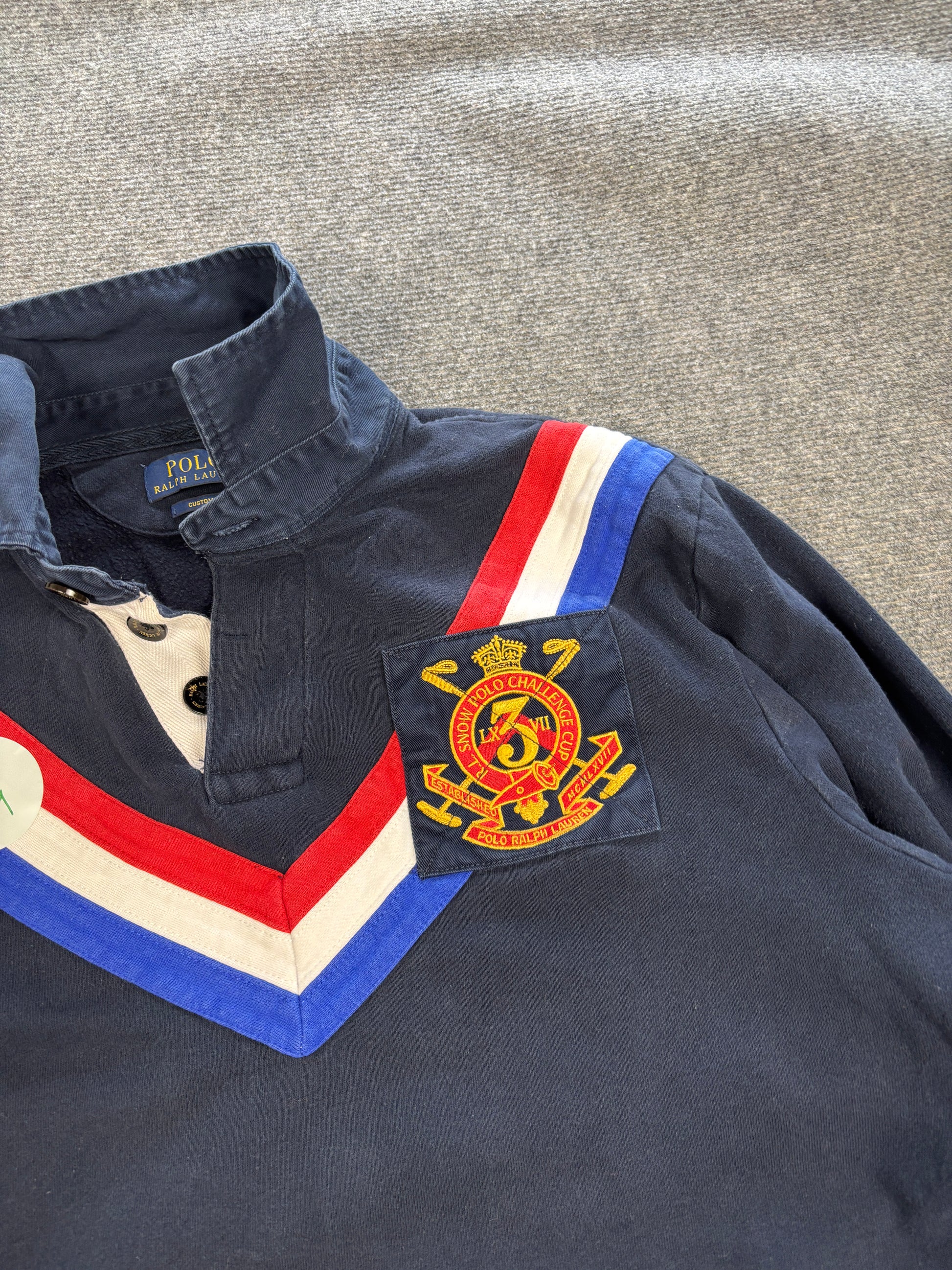 Modern Modern Ralph Lauren Rugby Polo Men's L Navy Embroidered Badge Logo Collared