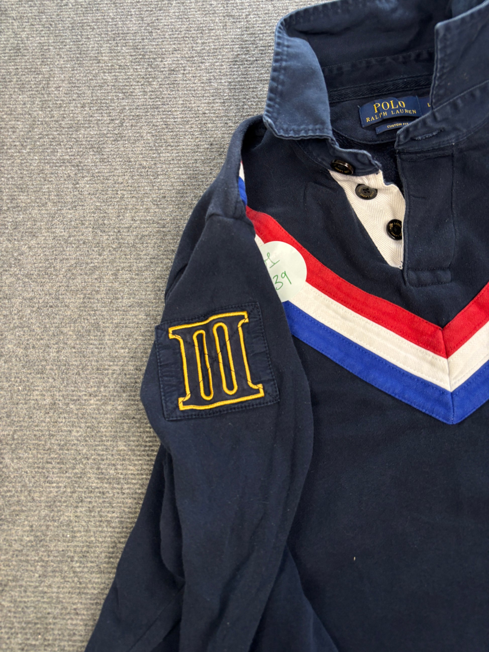 Modern Modern Ralph Lauren Rugby Polo Men's L Navy Embroidered Badge Logo Collared