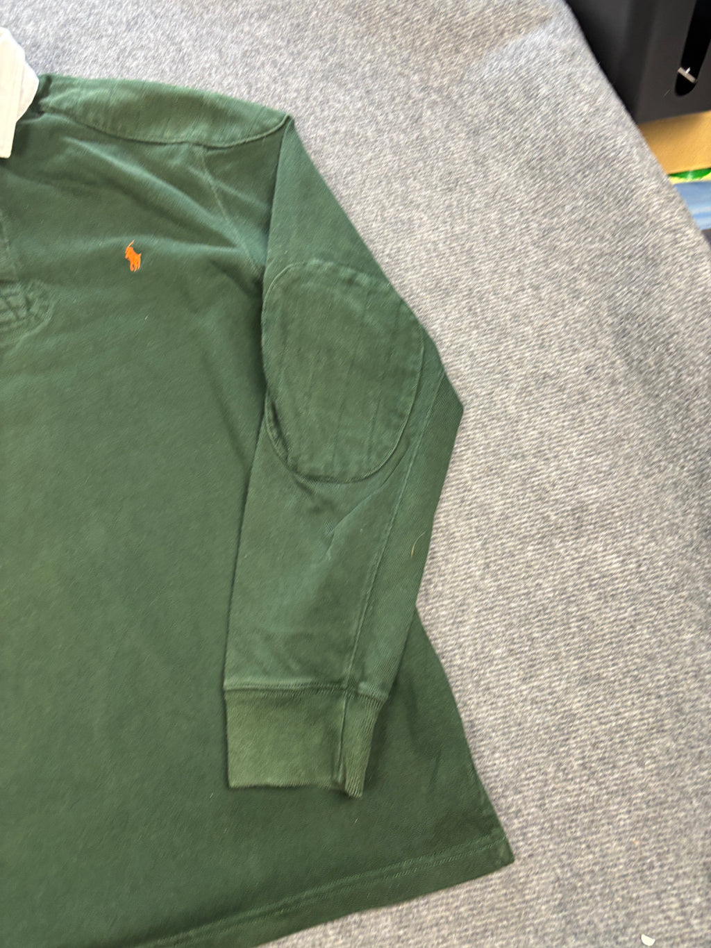 Vintage 90's Ralph Lauren Rugby Polo Men's L Green Orange Pony Collared