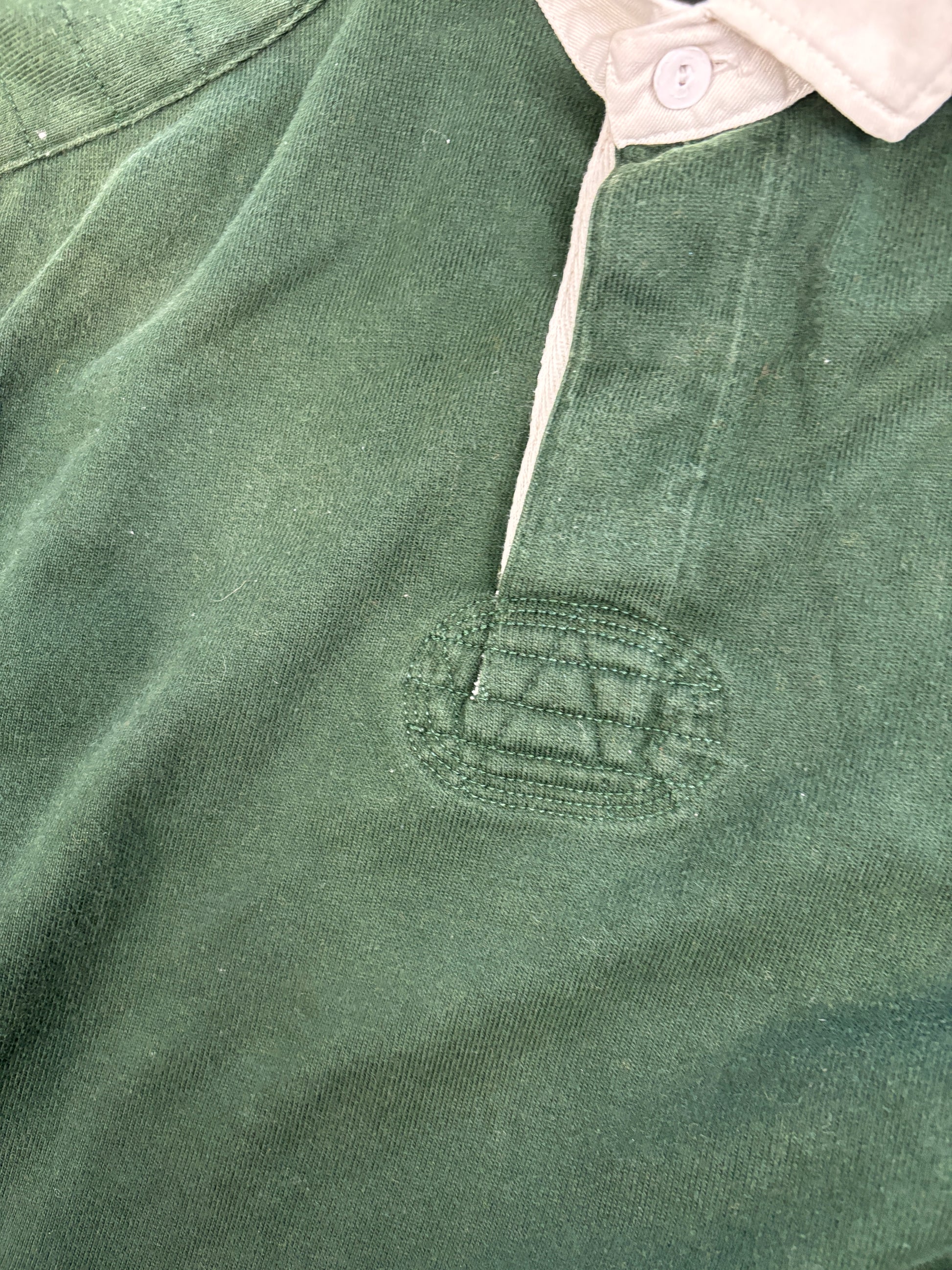 Vintage 90's Ralph Lauren Rugby Polo Men's L Green Orange Pony Collared