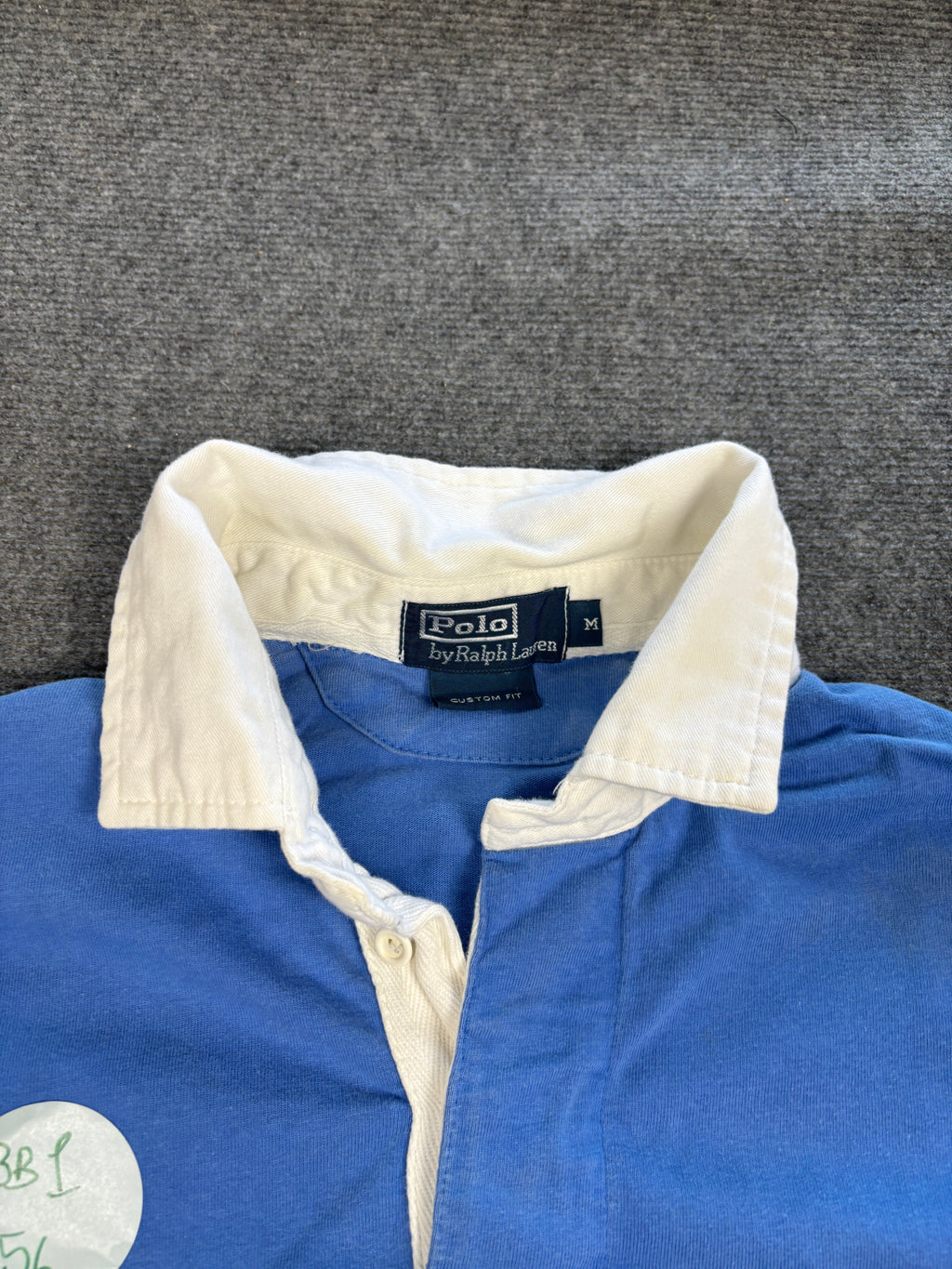 Vintage 90's Ralph Lauren Rugby Polo Men's M Blue Big Pony Coloured Embroidered Collared