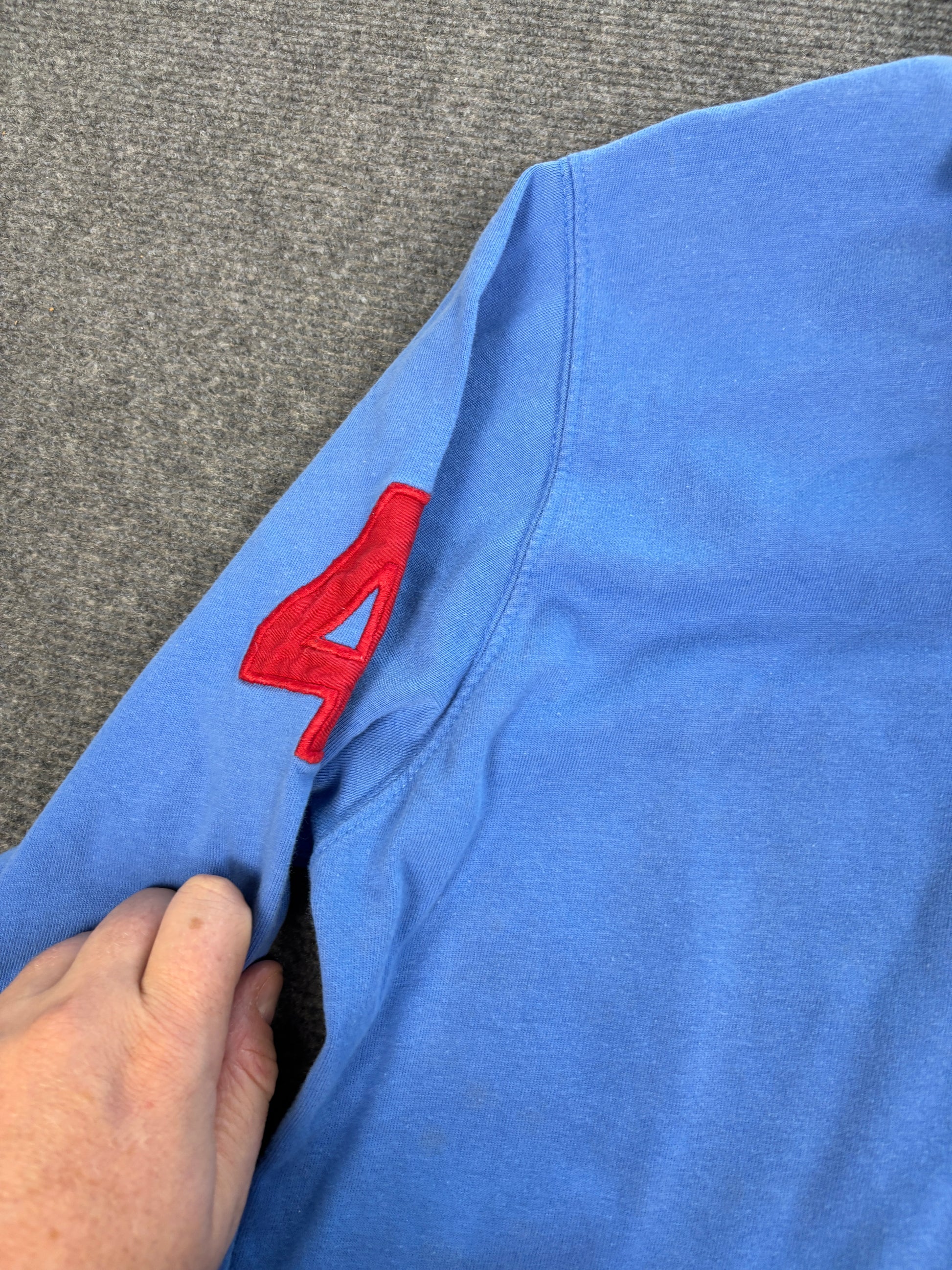 Vintage 90's Ralph Lauren Rugby Polo Men's M Blue Big Pony Coloured Embroidered Collared