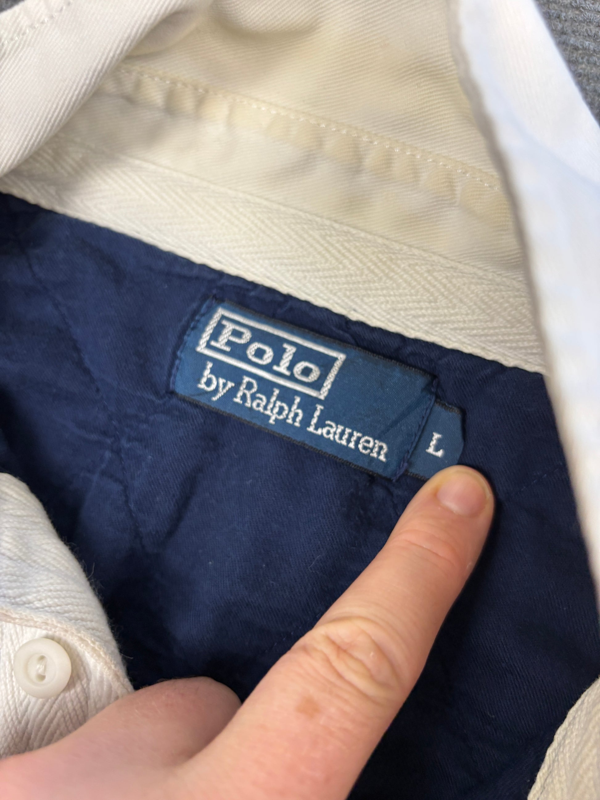 Vintage 90's Ralph Lauren Rugby Polo Men's L Navy Yellow Pony Collared