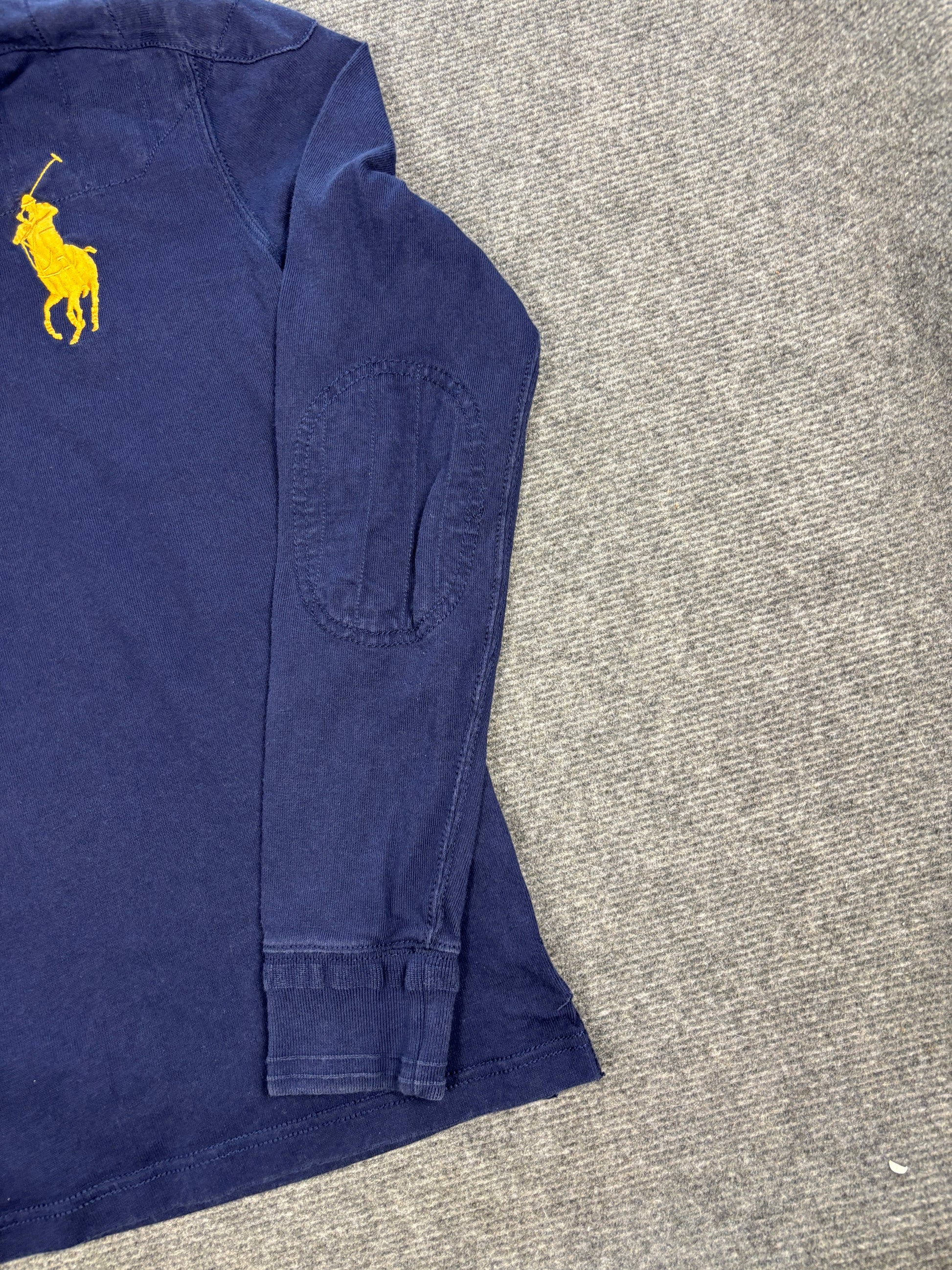 Vintage 90's Ralph Lauren Rugby Polo Women's S Navy Big Pony Badge Logo Embroidered Collared