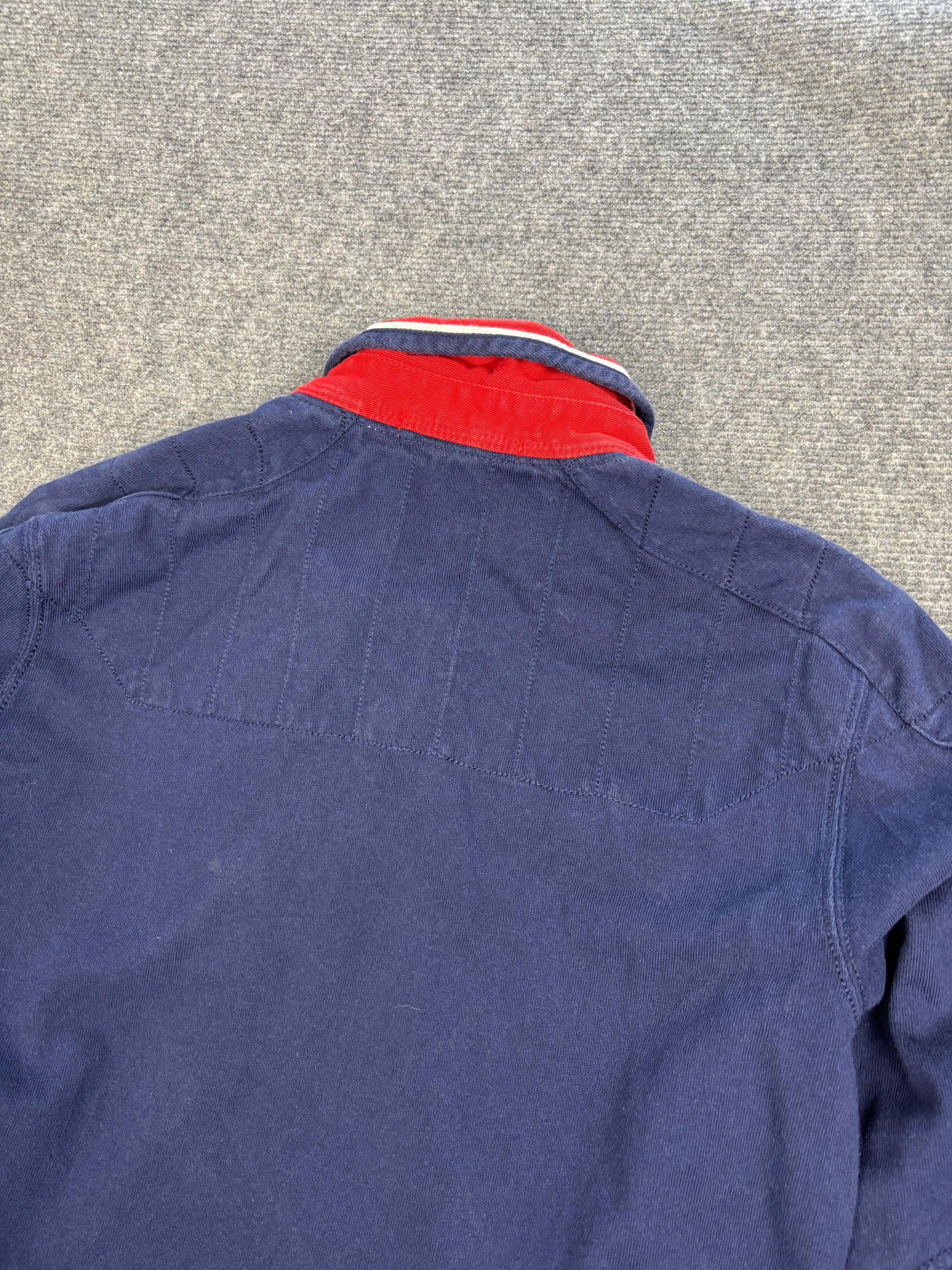 Vintage 90's Ralph Lauren Rugby Polo Women's S Navy Big Pony Badge Logo Embroidered Collared