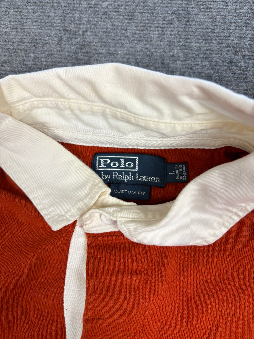 Vintage 90's Ralph Lauren Rugby Polo Men's L Orange Green pony Collared