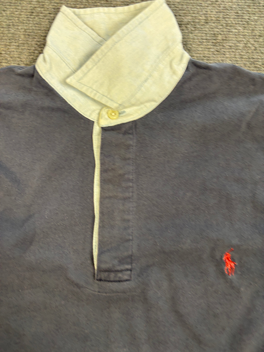 Vintage 90's Ralph Lauren Rugby Polo Men's S Grey Red Pony Collared