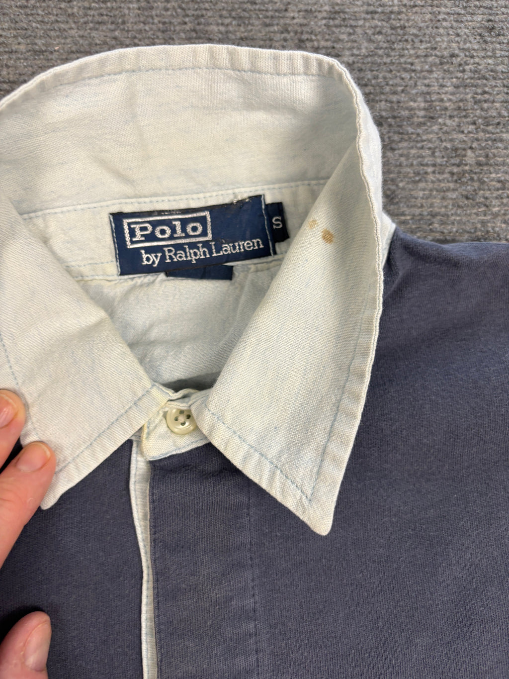 Vintage 90's Ralph Lauren Rugby Polo Men's S Grey Red Pony Collared