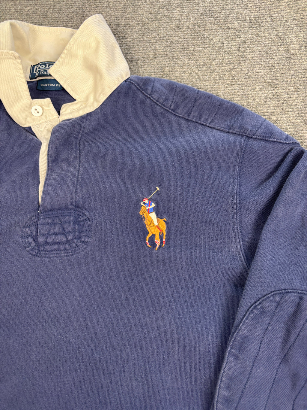 Vintage 90's Ralph Lauren Rugby Polo Men's S Navy Big Pony Collared