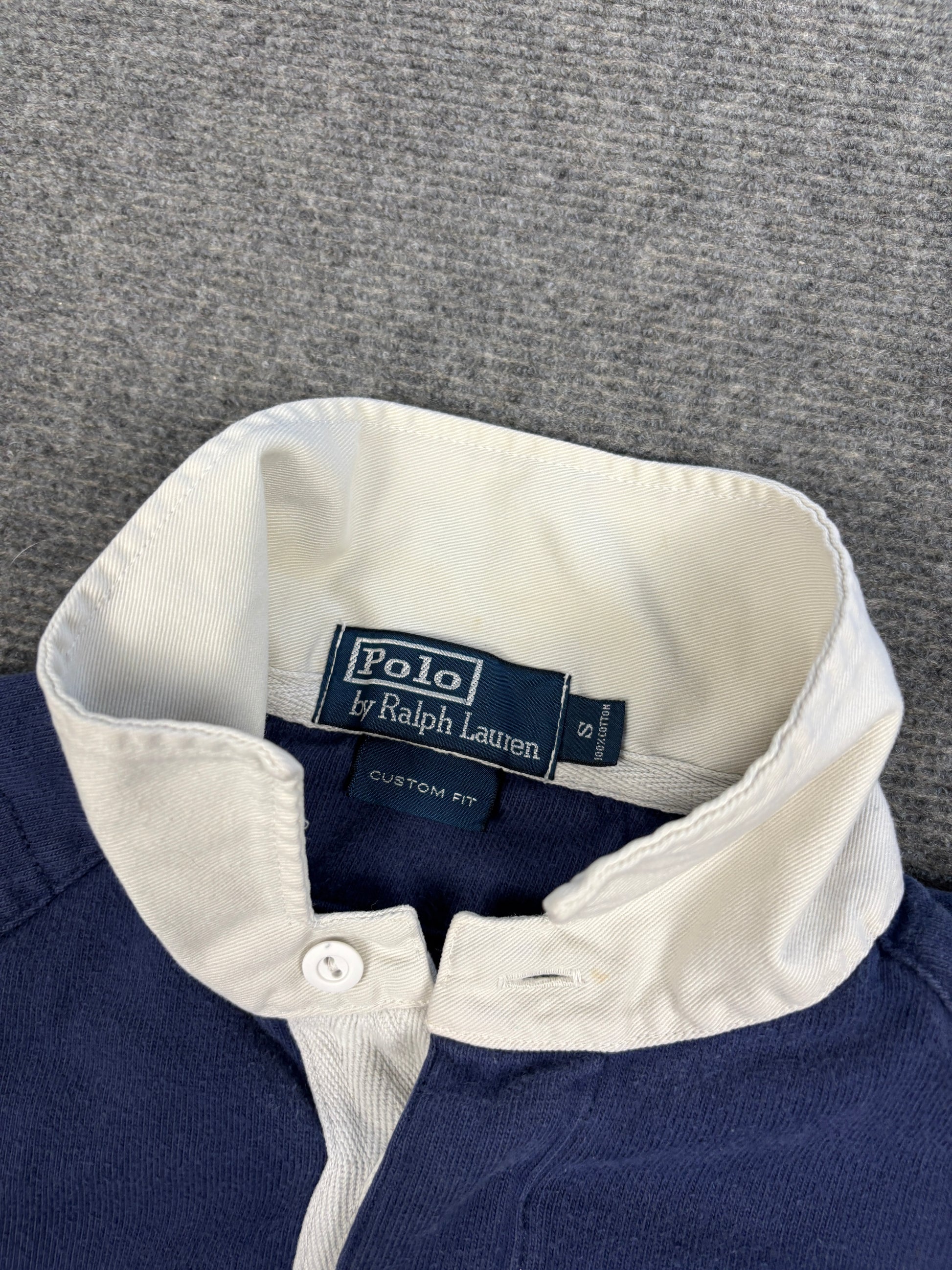 Vintage 90's Ralph Lauren Rugby Polo Men's S Navy Big Pony Collared