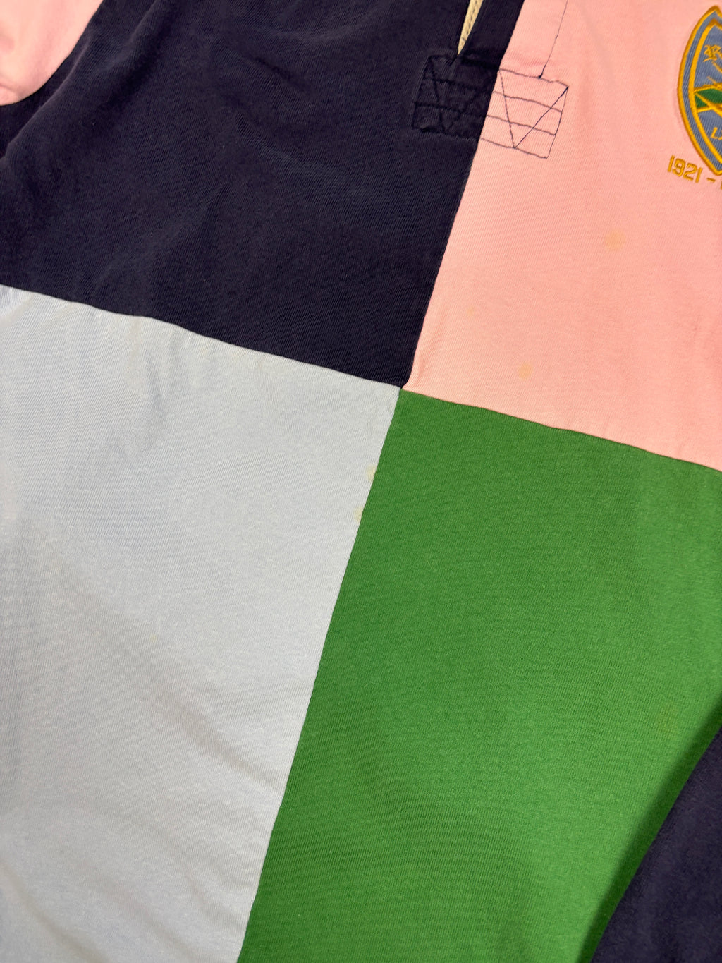 Vintage 90's Ralph Lauren Rugby Polo Men's XL Multi RL Country Club Badge Patchwork Collared