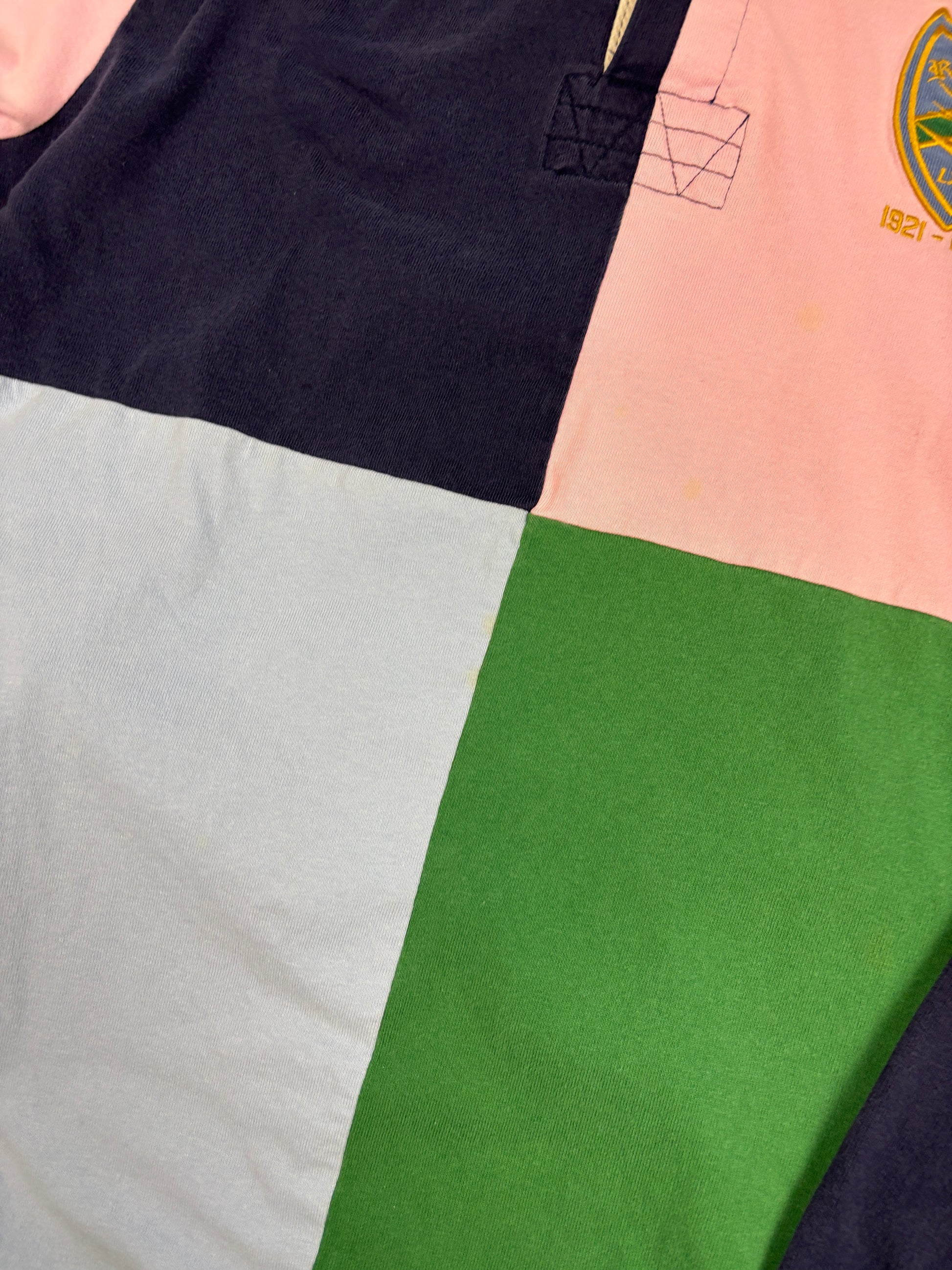 Vintage 90's Ralph Lauren Rugby Polo Men's XL Multi RL Country Club Badge Patchwork Collared