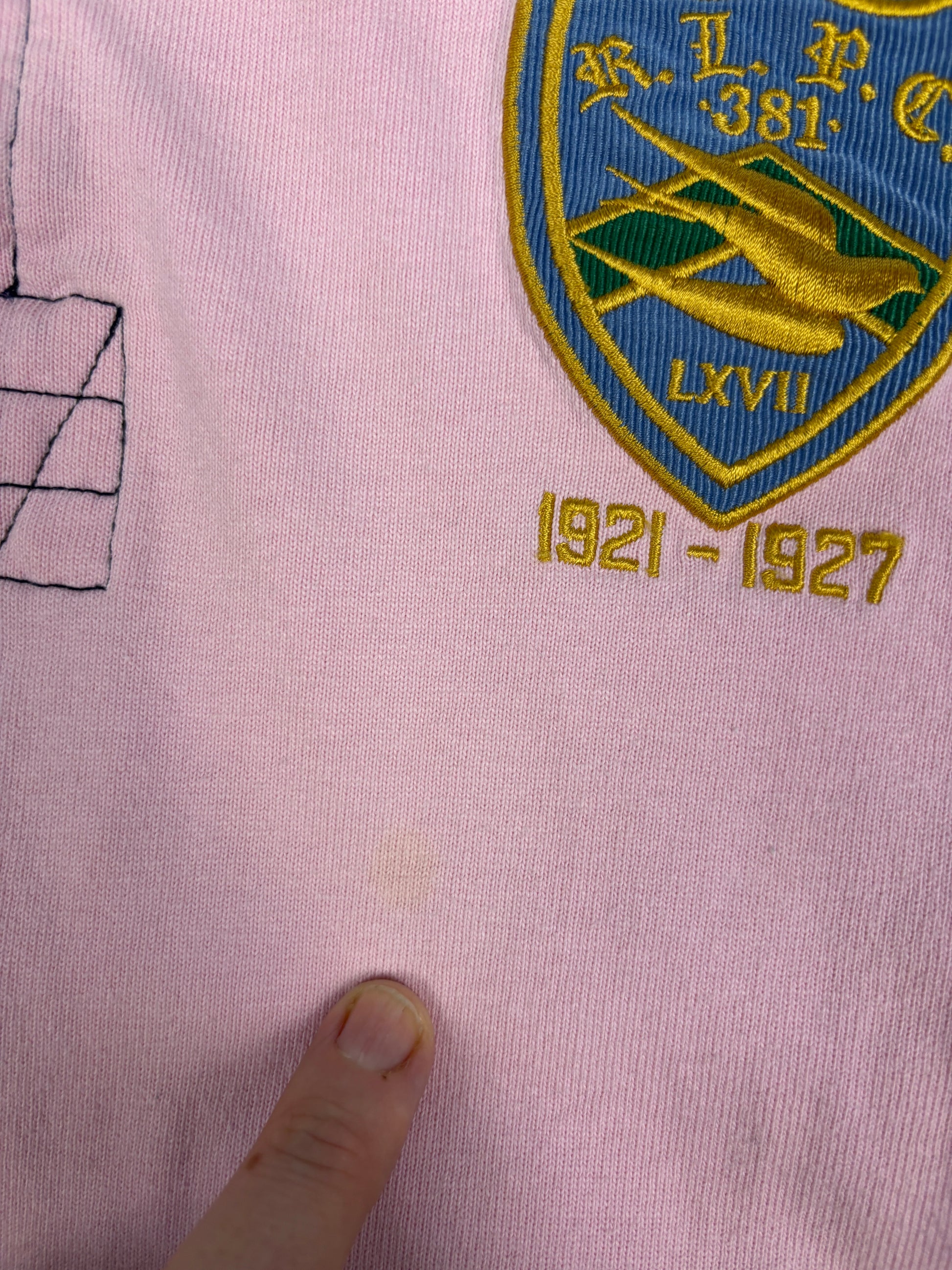 Vintage 90's Ralph Lauren Rugby Polo Men's XL Multi RL Country Club Badge Patchwork Collared