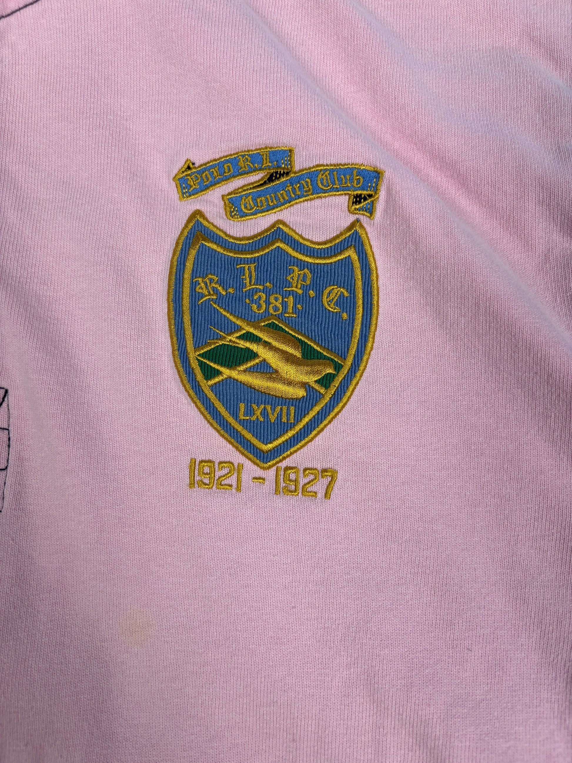 Vintage 90's Ralph Lauren Rugby Polo Men's XL Multi RL Country Club Badge Patchwork Collared