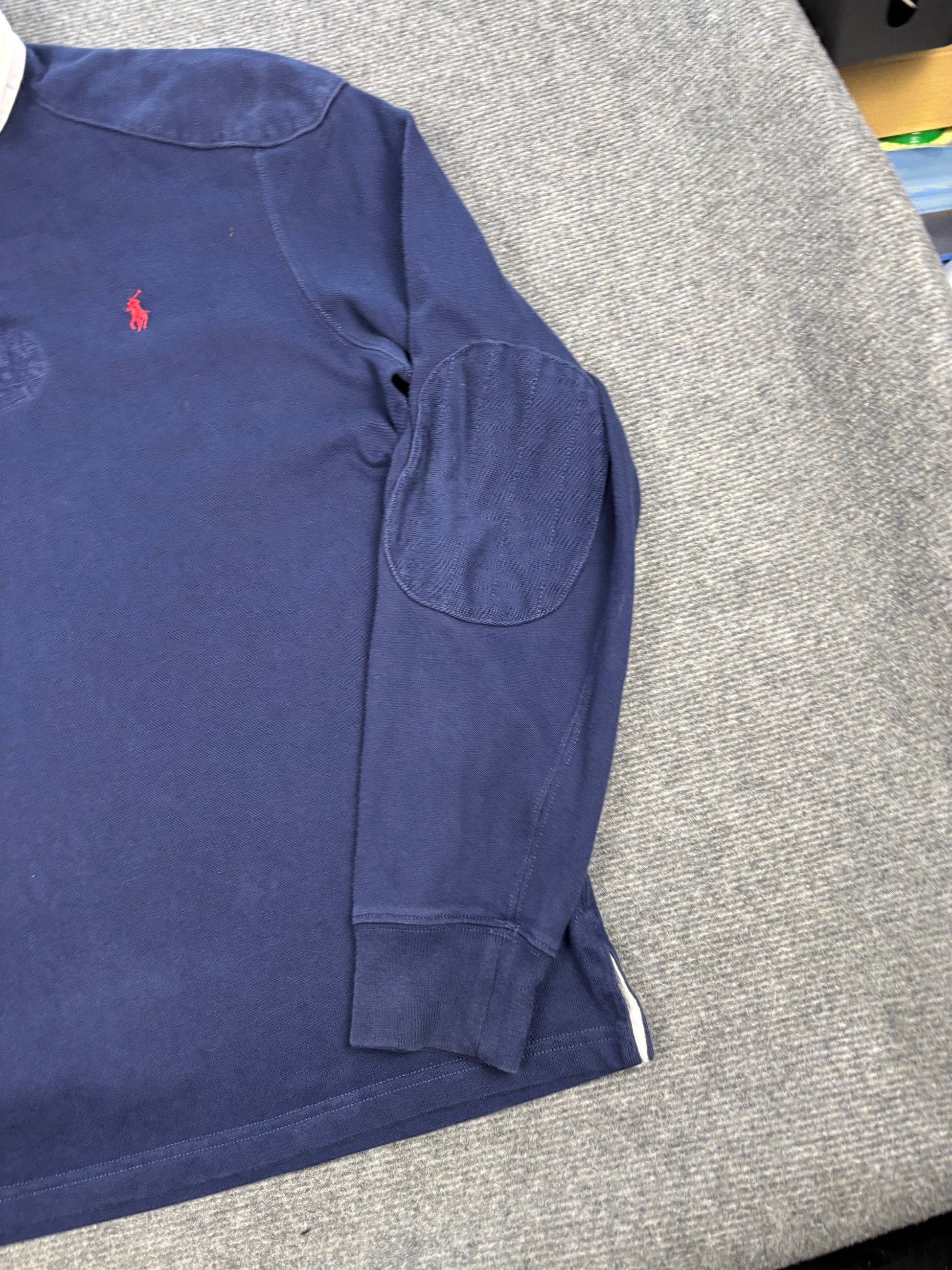 Vintage 90's Ralph Lauren Rugby Polo Men's L Navy Red Pony Collared