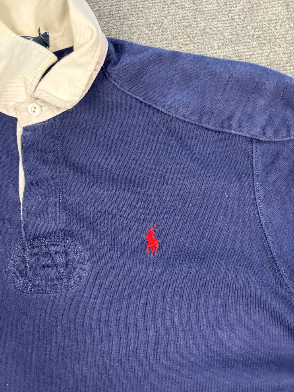 Vintage 90's Ralph Lauren Rugby Polo Men's L Navy Red Pony Collared
