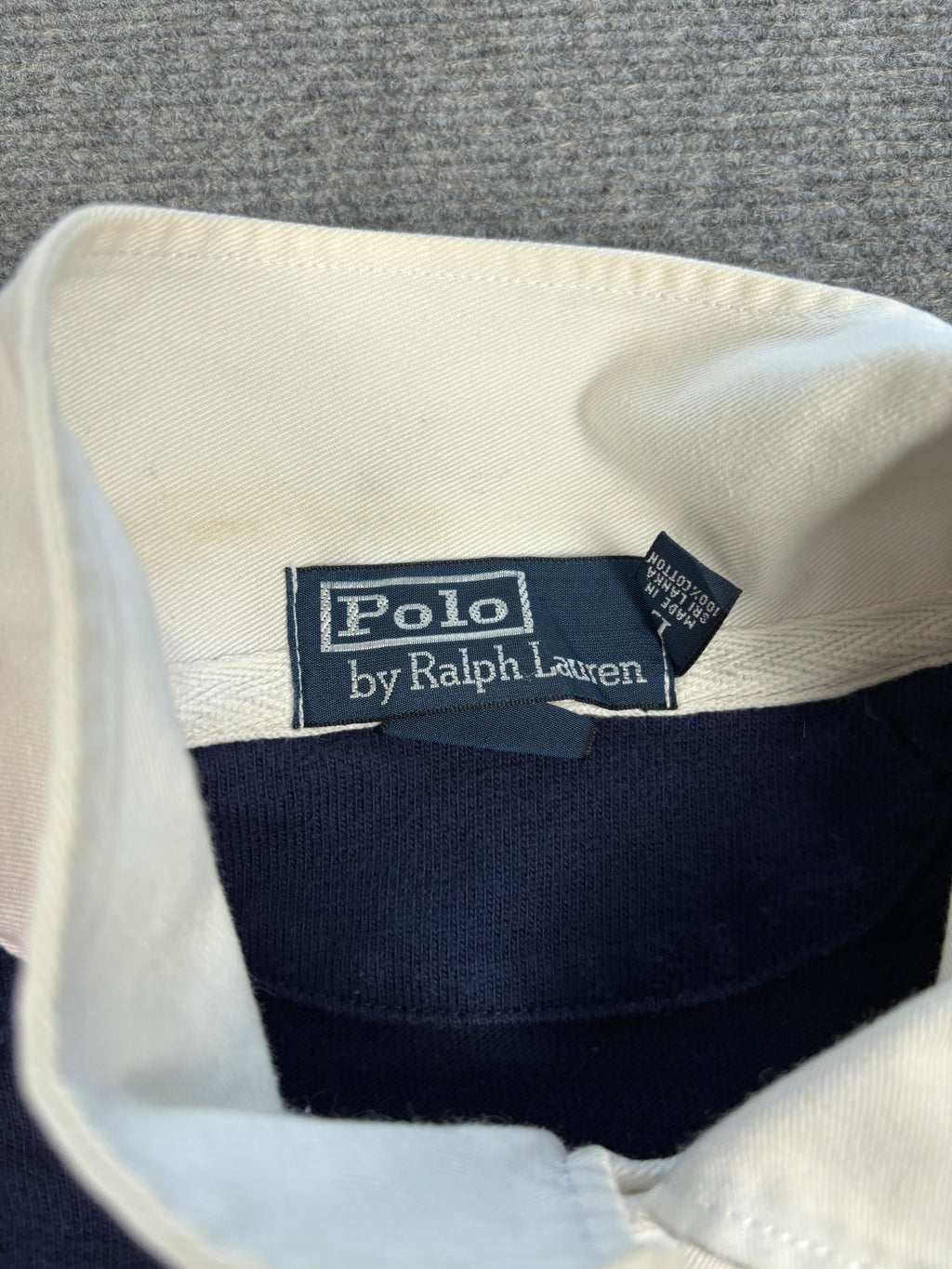 Vintage 90's Ralph Lauren Rugby Polo Men's L Navy Red Pony Collared