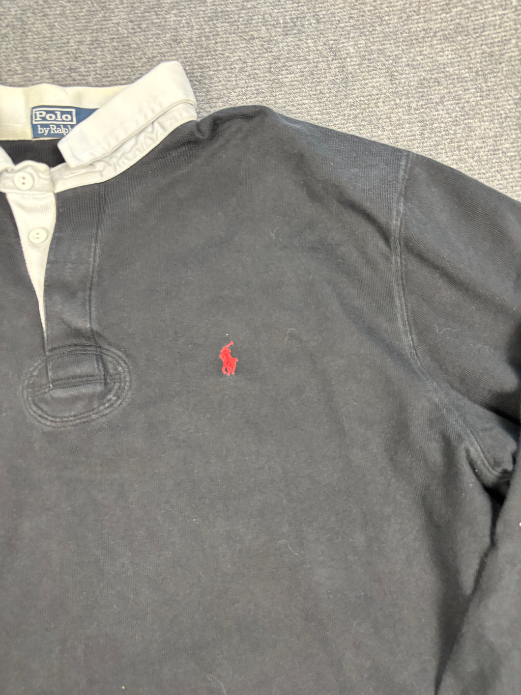 Vintage 90's Ralph Lauren Rugby Polo Men's L Black Red Pony Collared