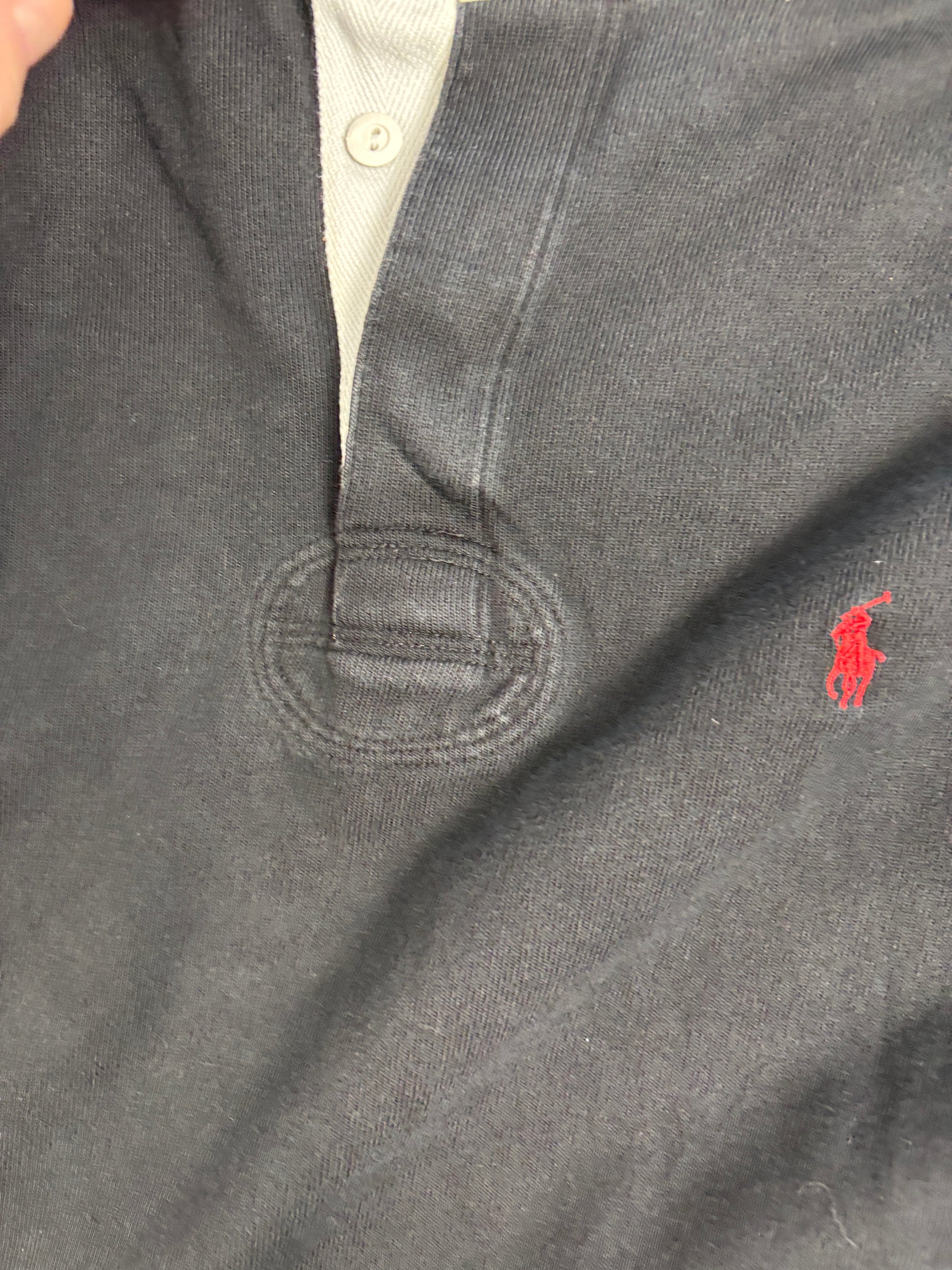 Vintage 90's Ralph Lauren Rugby Polo Men's L Black Red Pony Collared