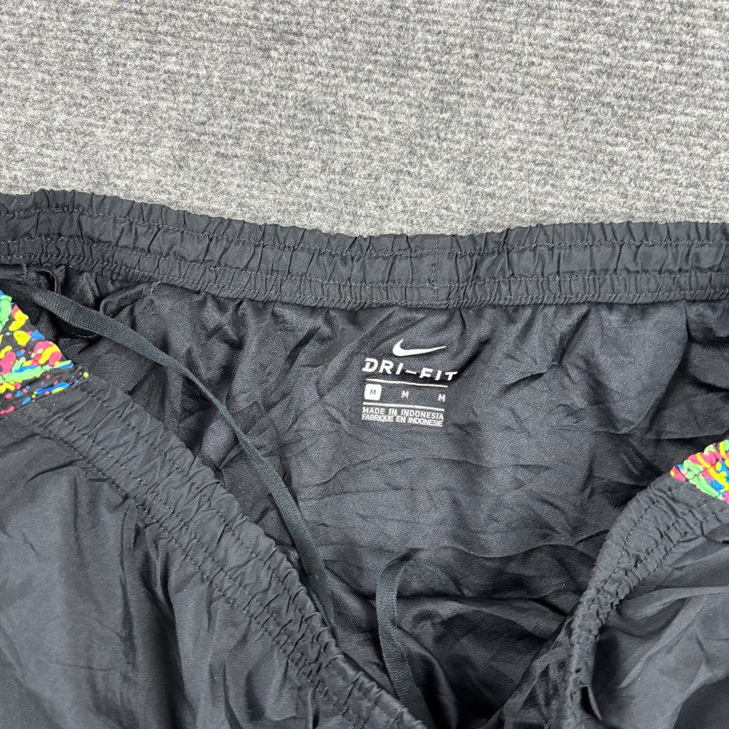 Nike Tempo Running Shorts Women's Small Black Volt Paint Splatter Activewear